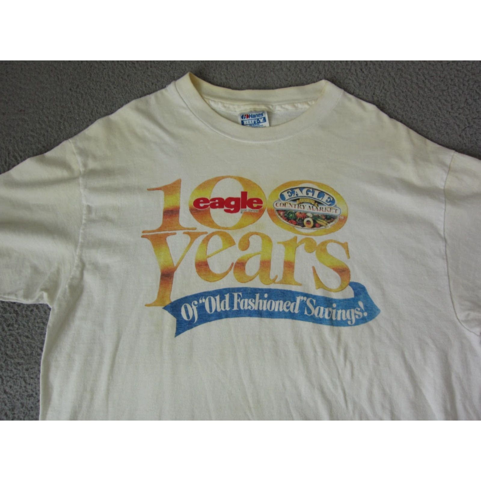 Hanes VINTAGE Hanes Shirt Mens Adult Large White 90s Eagle Crew Neck Short Sleeve California 80s 90s Men’s Shirt Size US L / EU 52-54 / 3 - 3 Thumbnail