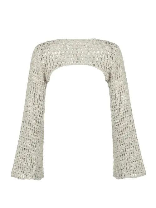 Japanese Brand × Vintage Women Y2k Crochet Knit Hollow Out Crop Top Long Size ONE SIZE - 2 Thumbnail