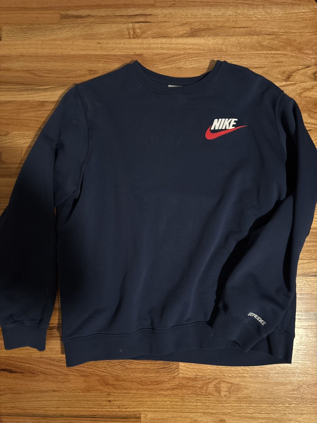 SUPREME x Nike Crewneck Sweatshirt BLUE Men's Medium | eBay