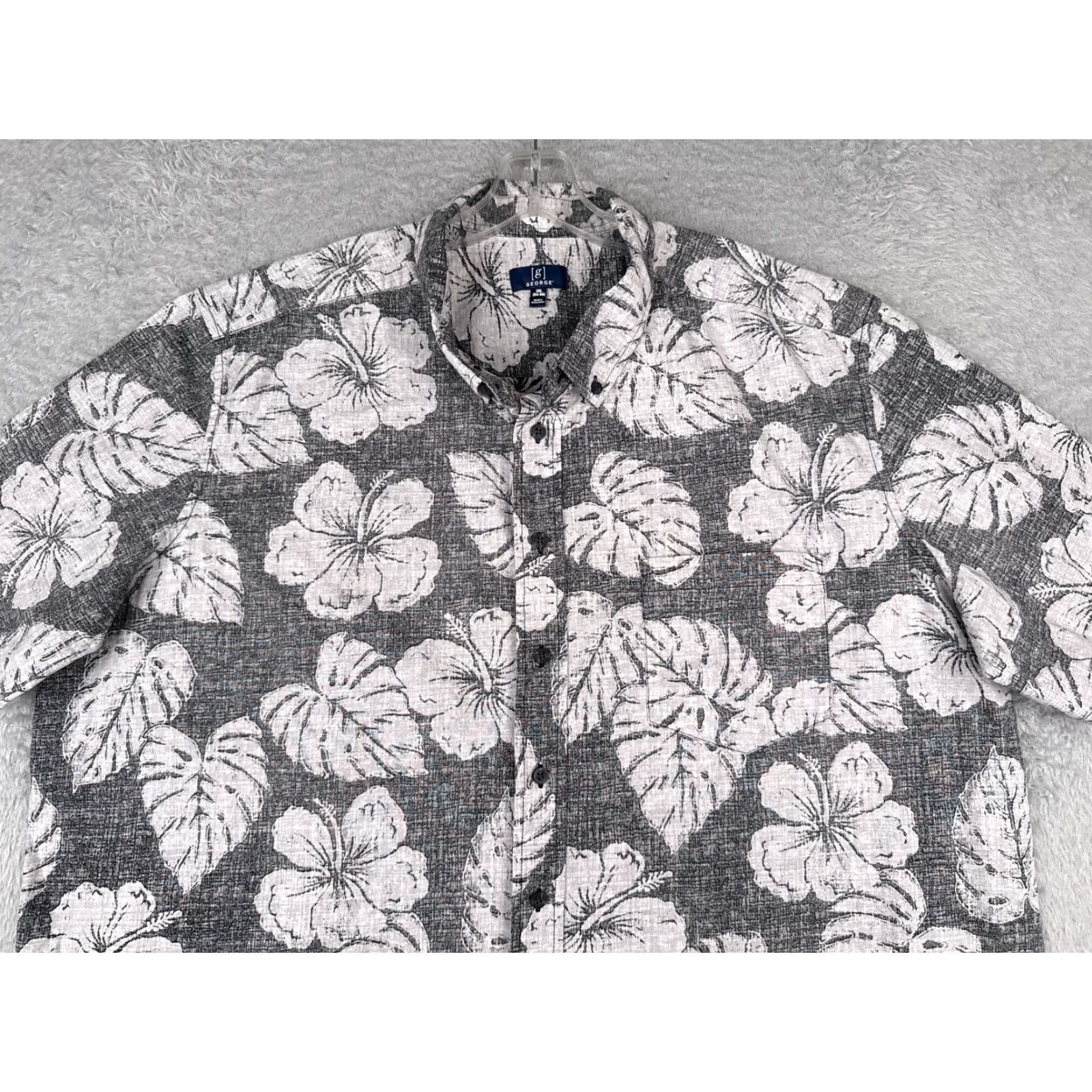 George George Mens Shirt 3XL Black Floral Cotton Blend Hawaiian Button-Up Shirt Size US XXL / EU 58 / 5 - 4 Thumbnail