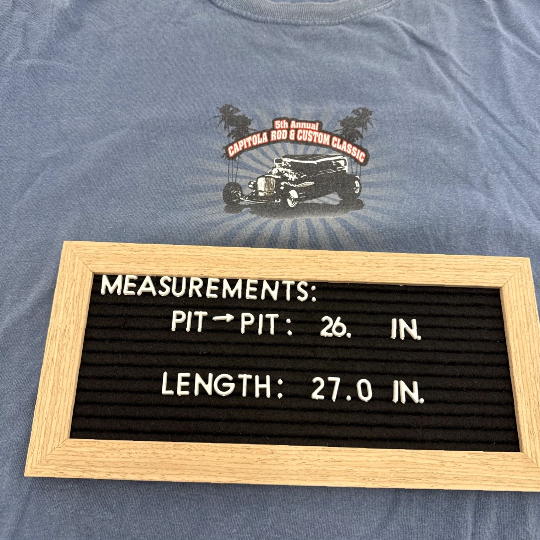 Vintage Vtg Capitola Rod & Custom Classic T Shirt 5th Annual Size 2XL Blue Front + Back Mens 90s N/A? Size US XXL / EU 58 / 5 - 2 Thumbnail