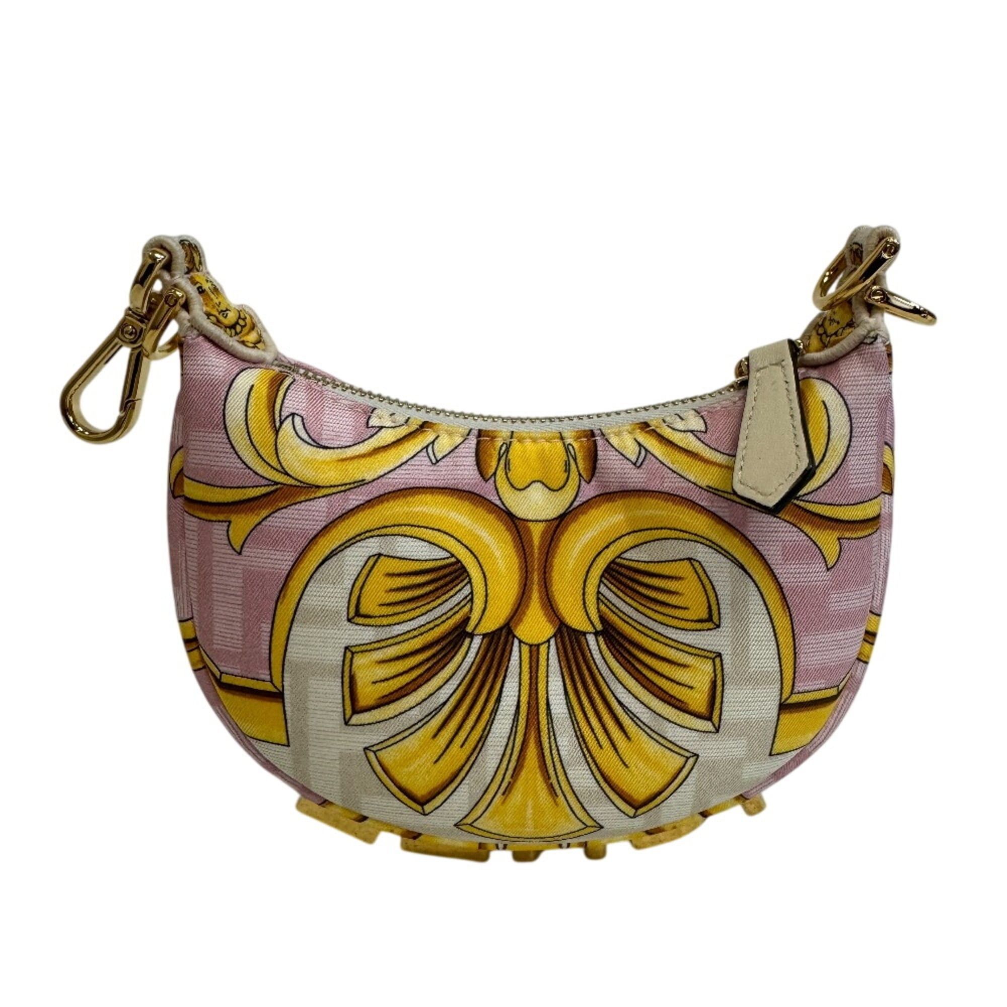 Fendi FENDI 7AS089 Nano FendiGraphy Versace Collaboration Pouch Lettering Logo Hobo Handbag Pink Size ONE SIZE - 1 Thumbnail