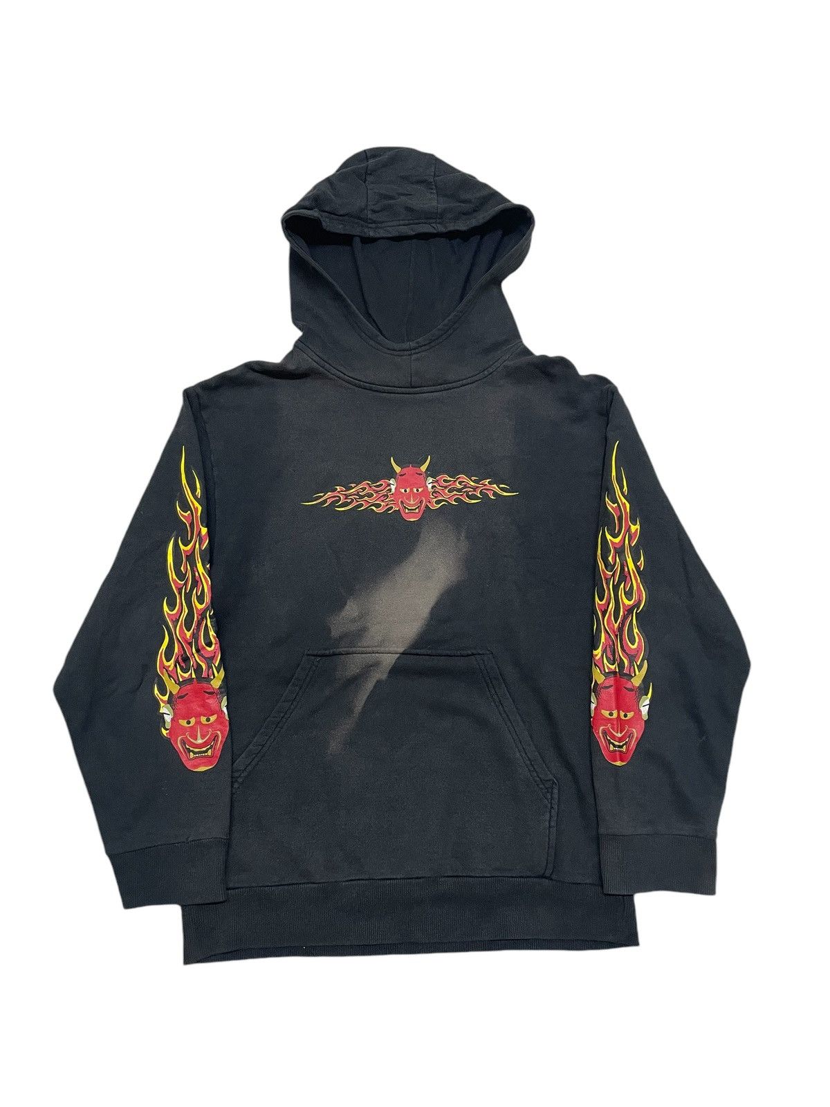 Japanese Brand × Vintage Vintage HERE THERE Skull Distressed Stain Hoodie Sweatshirt Size US L / EU 52-54 / 3 - 1 Thumbnail