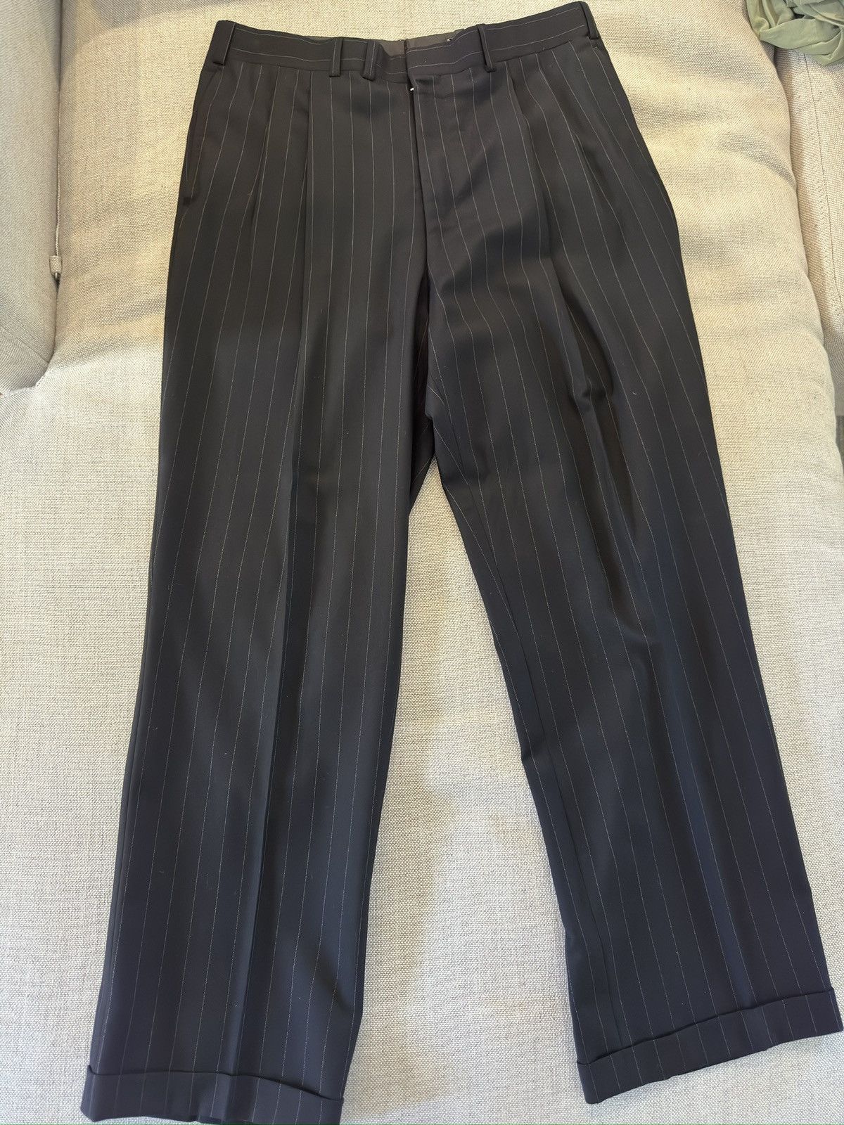Oxxford Clothes OXXFORD CLOTHES Black Pinstripe Wool Suit Size 42T $4295 Size 42L - 20 Thumbnail