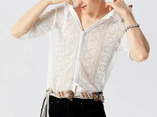 Japanese Brand × Vintage Mesh See Through Lapel Sexy Short Sleeve streetwear y2k Size US M / EU 48-50 / 2 - 4 Thumbnail