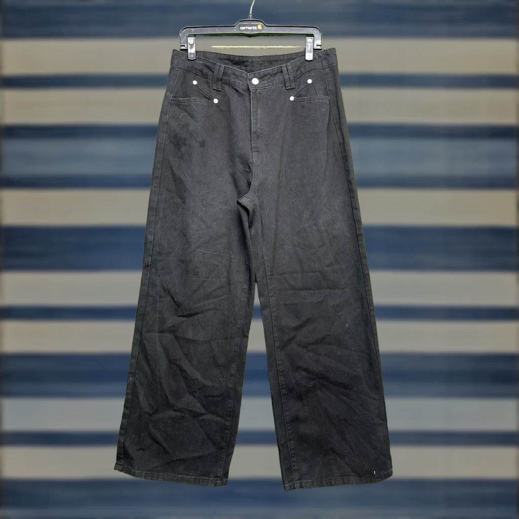 Cider Cider Jeans Wide-Leg Black Denim XL 30x30 Womens Retro 90s Grunge Bohemian Regular Rise Stretch Pants Size 40" / US 18 - 1 Thumbnail