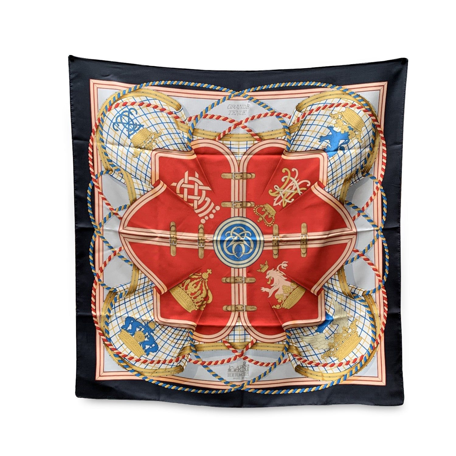 image of Hermes Vintage Silk Scarf Grande Tenue 1993 Henry D'origny in Black, Women's