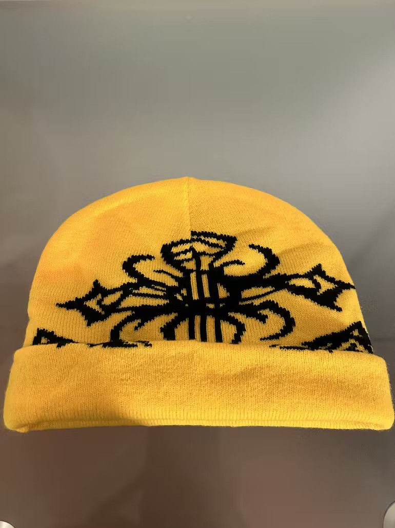 image of Vintage Gothic Cross Beanie (Yellow), Men's
