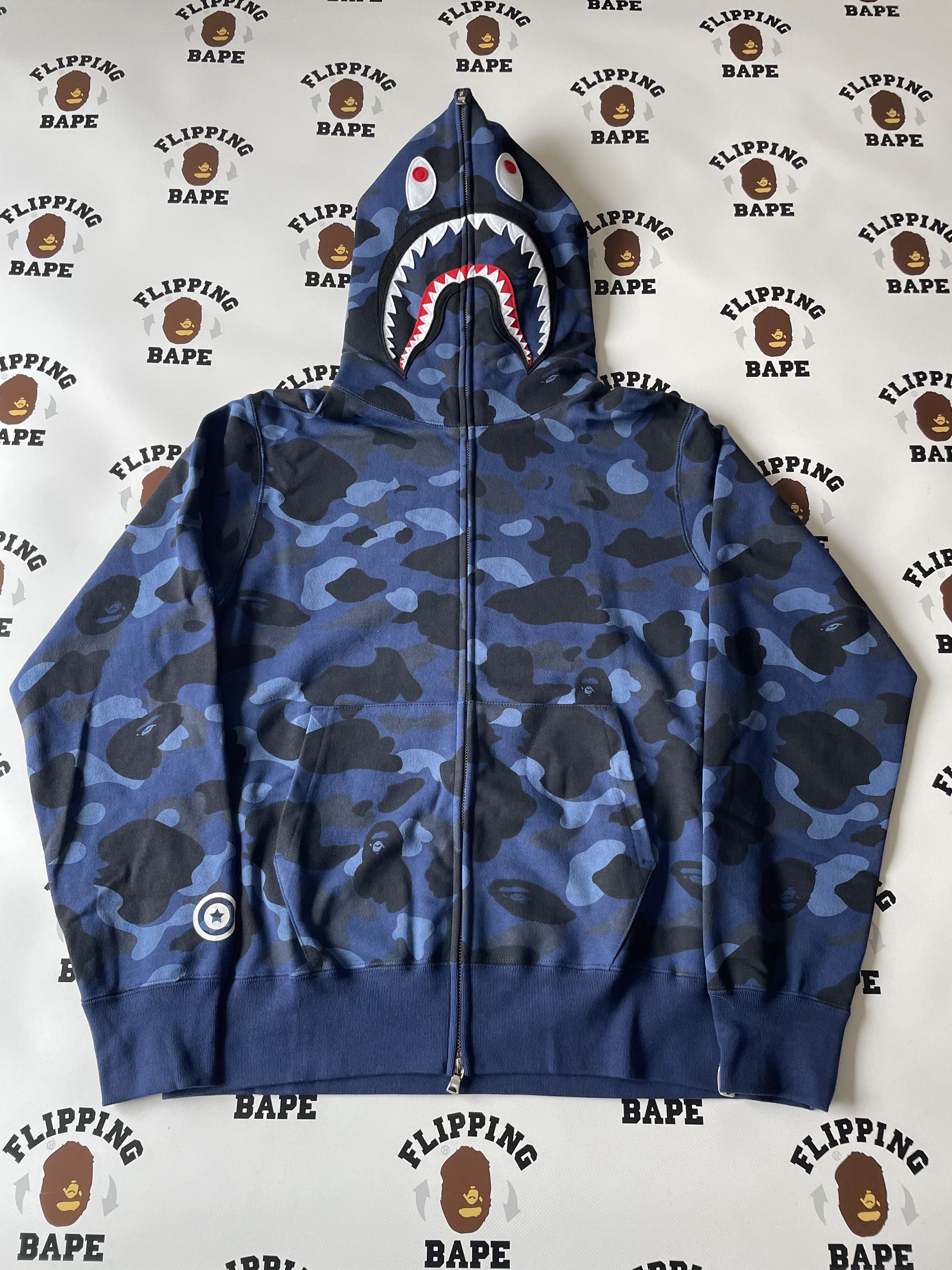 Bape color camo shark full zip hoodie sale
