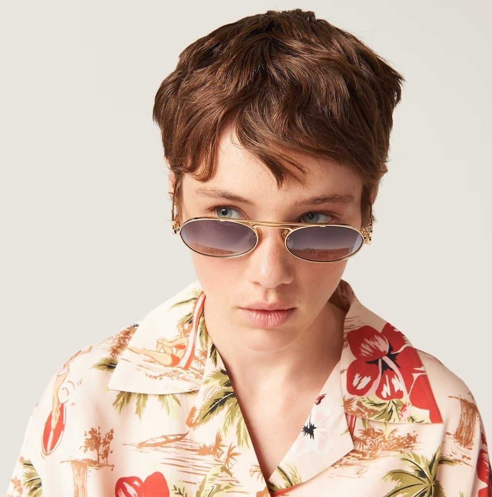 Miu Miu NEW Miu Miu MU54ZS 5AK30C LOGO Pilot Unisex Sunglasses Size ONE SIZE - 9 Thumbnail