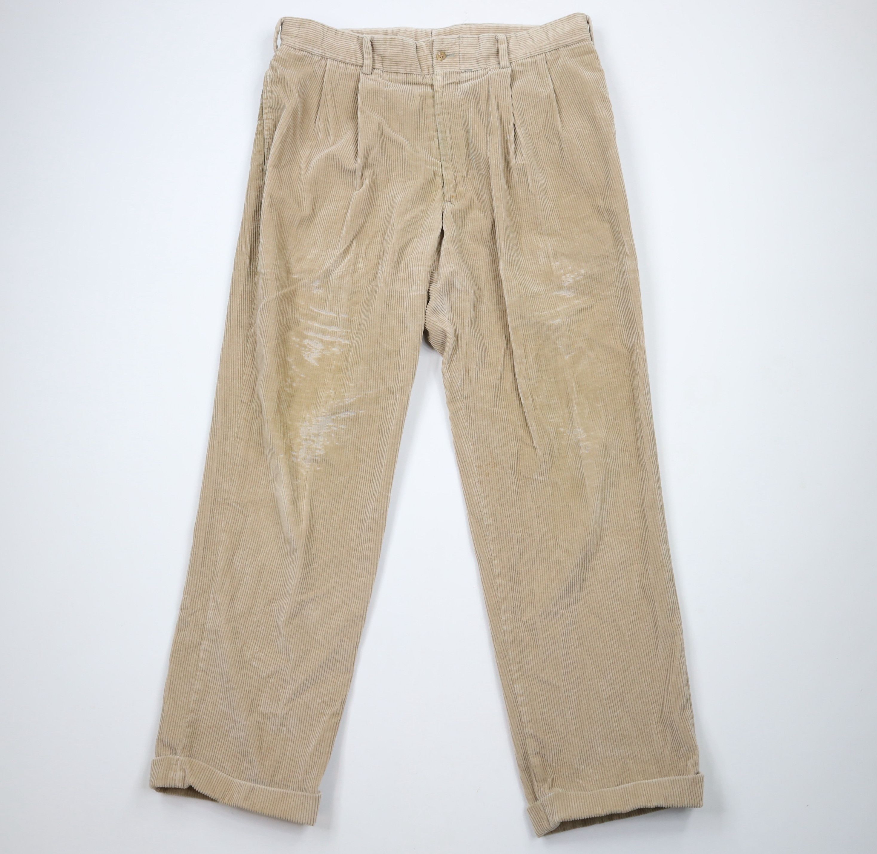 Bills Khakis × Vintage Vintage 90s Bills Khakis M2 Pleated Corduroy Pants Beige USA Size US 36 / EU 52 - 1 Thumbnail