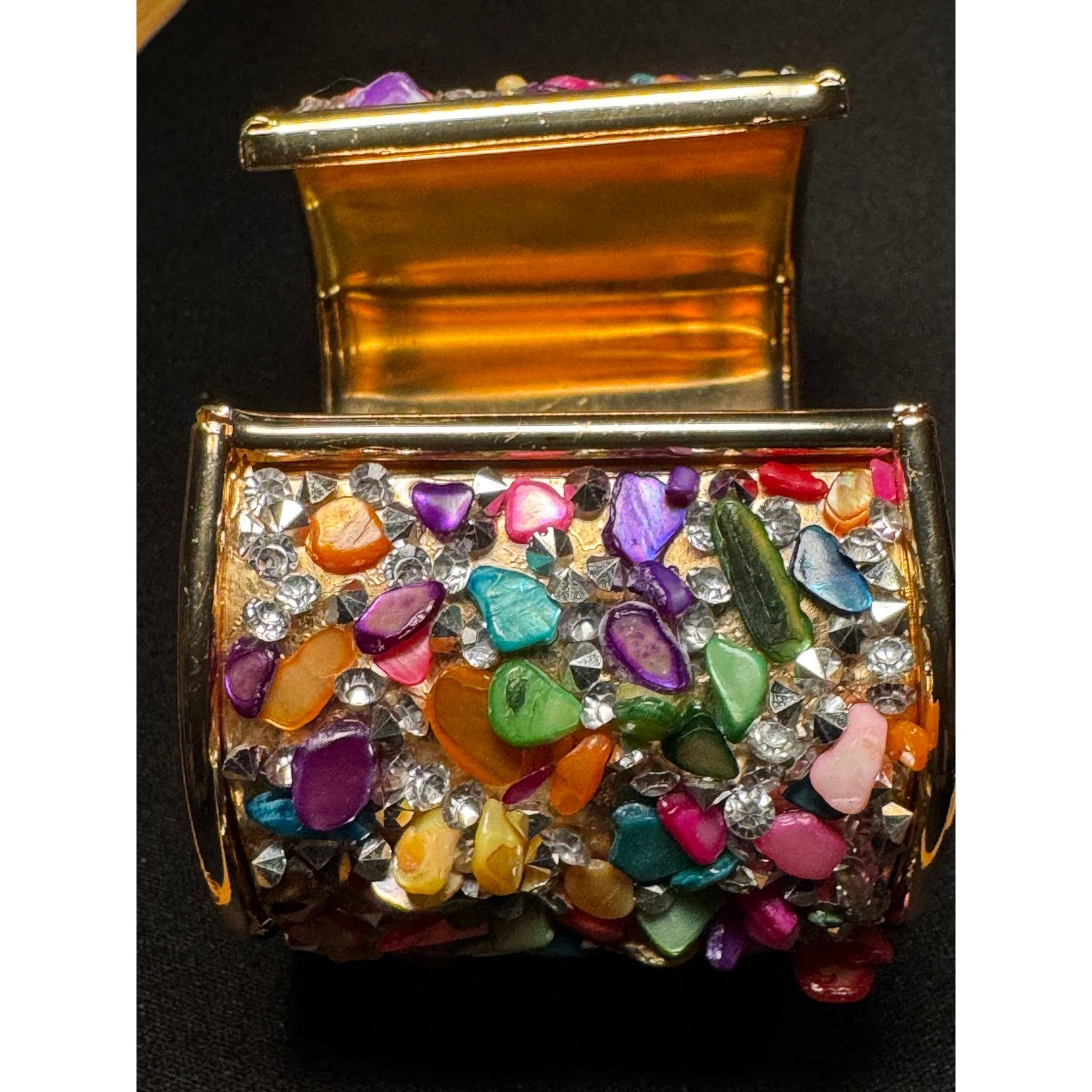 Other Gold Plated Rainbow Gemstones Crystals Cuff Bracelet 7in Size ONE SIZE - 5 Thumbnail
