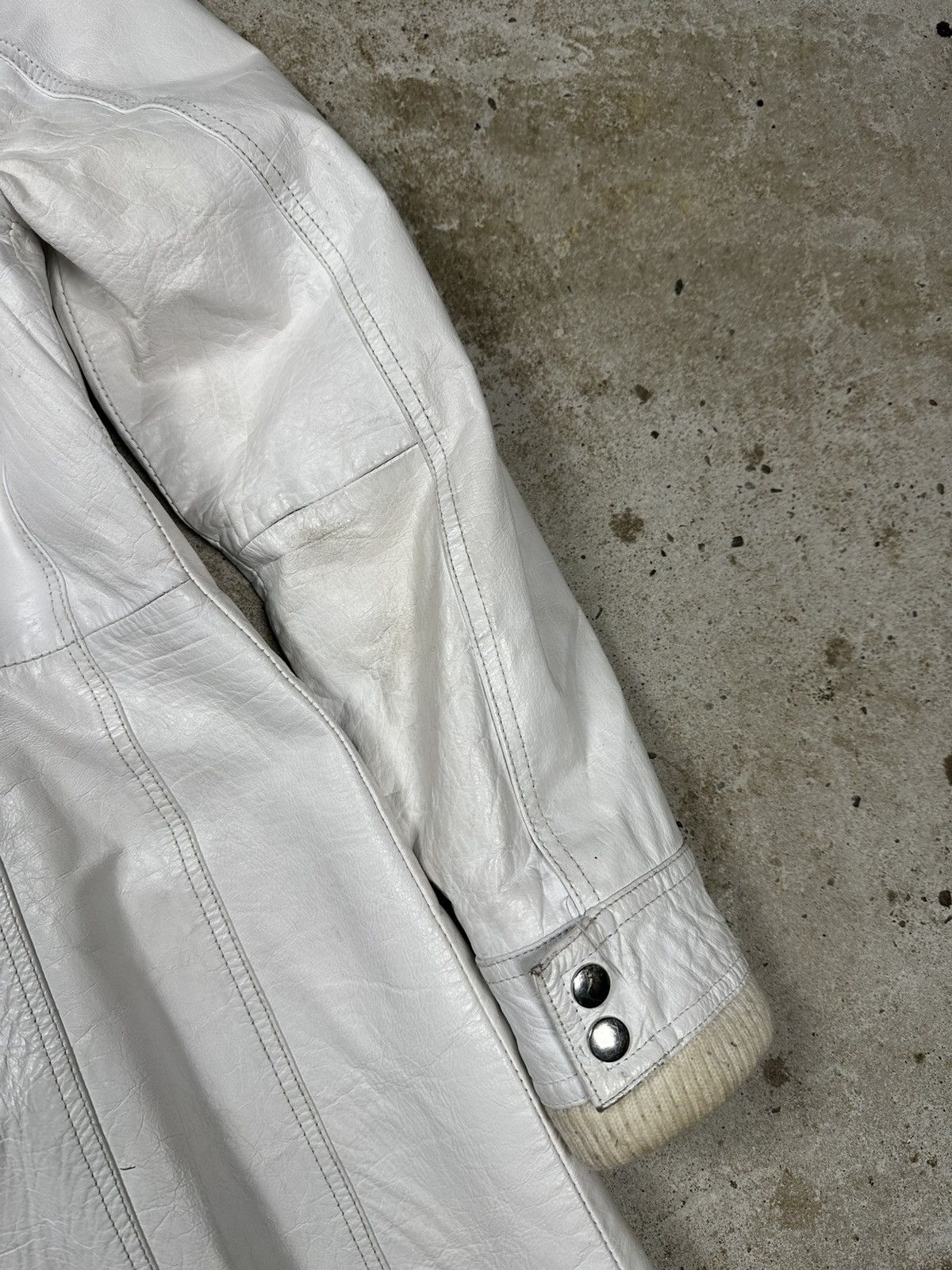 Japanese Brand Vintage Y2K Real Leather White Utility Coat Jacket Size M / US 6-8 / IT 42-44 - 17 Thumbnail