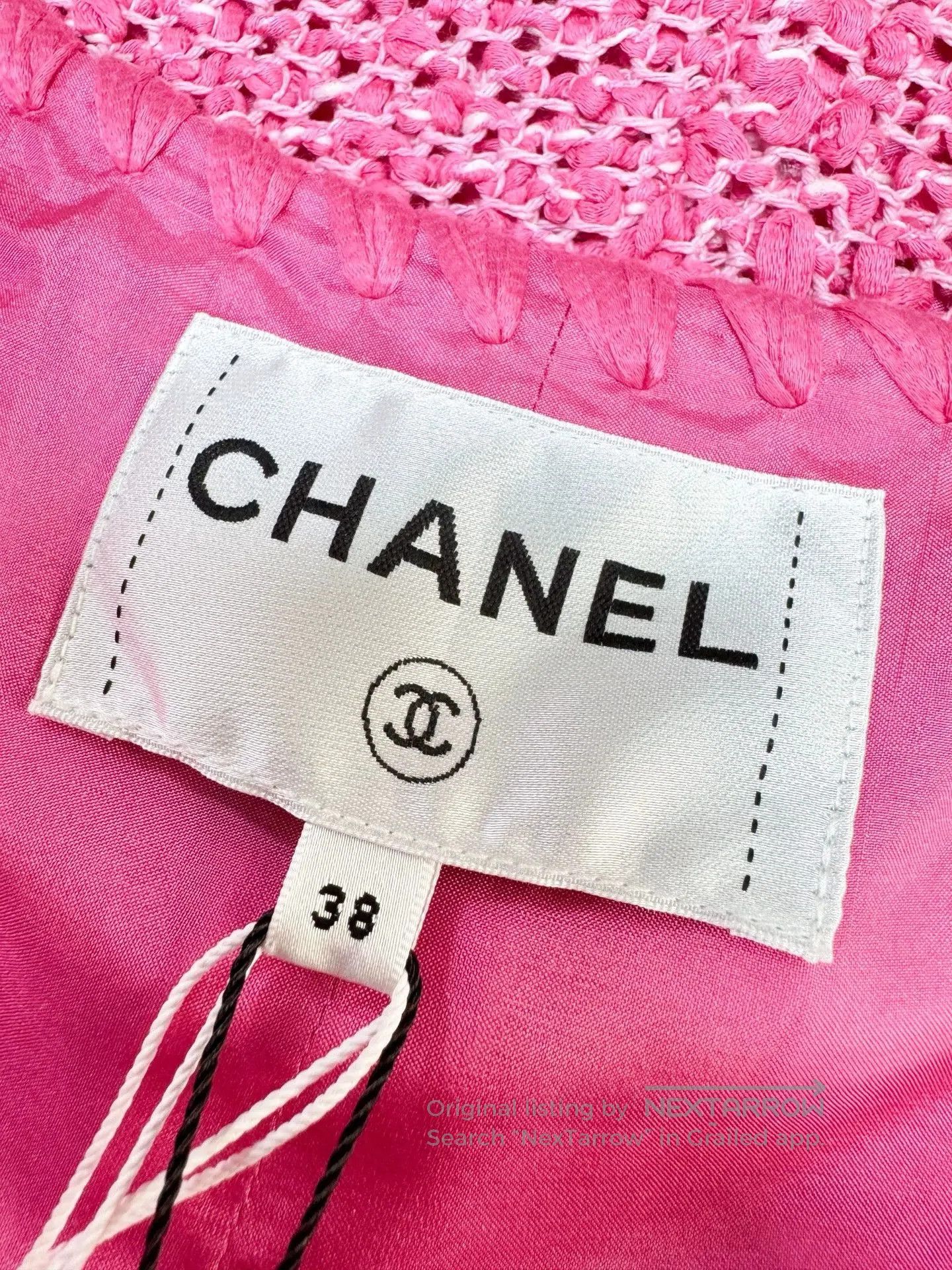 Chanel Chanel 21C Pink Knit V-Neck Jacket. Size US L / EU 52-54 / 3 - 5 Thumbnail