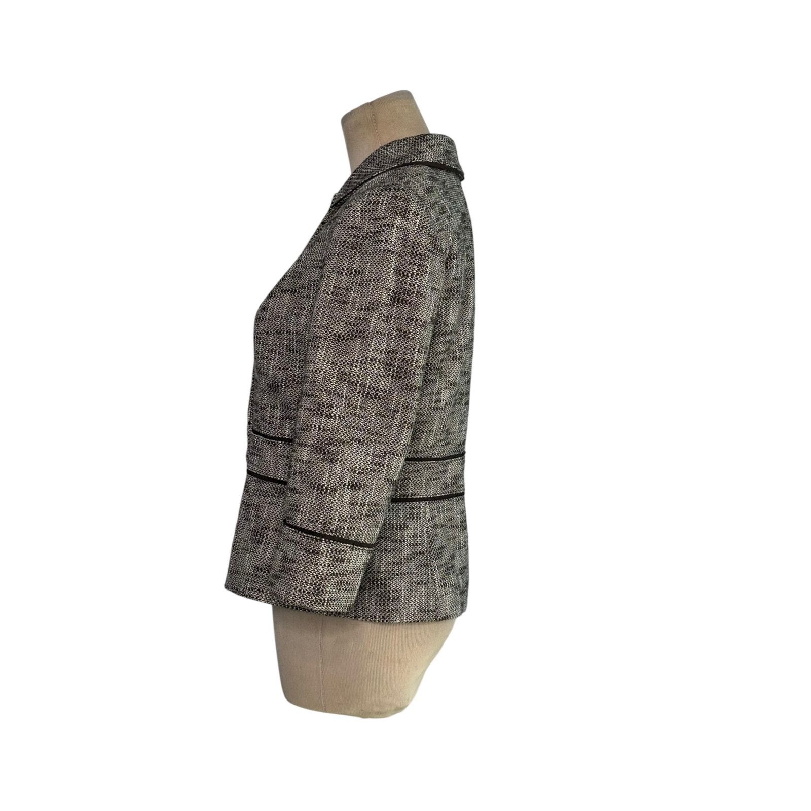 Loft Loft brown tweed 3/4 sleeves buttoned blazer jacket size 4P Size S / US 4 / IT 40 - 5 Thumbnail