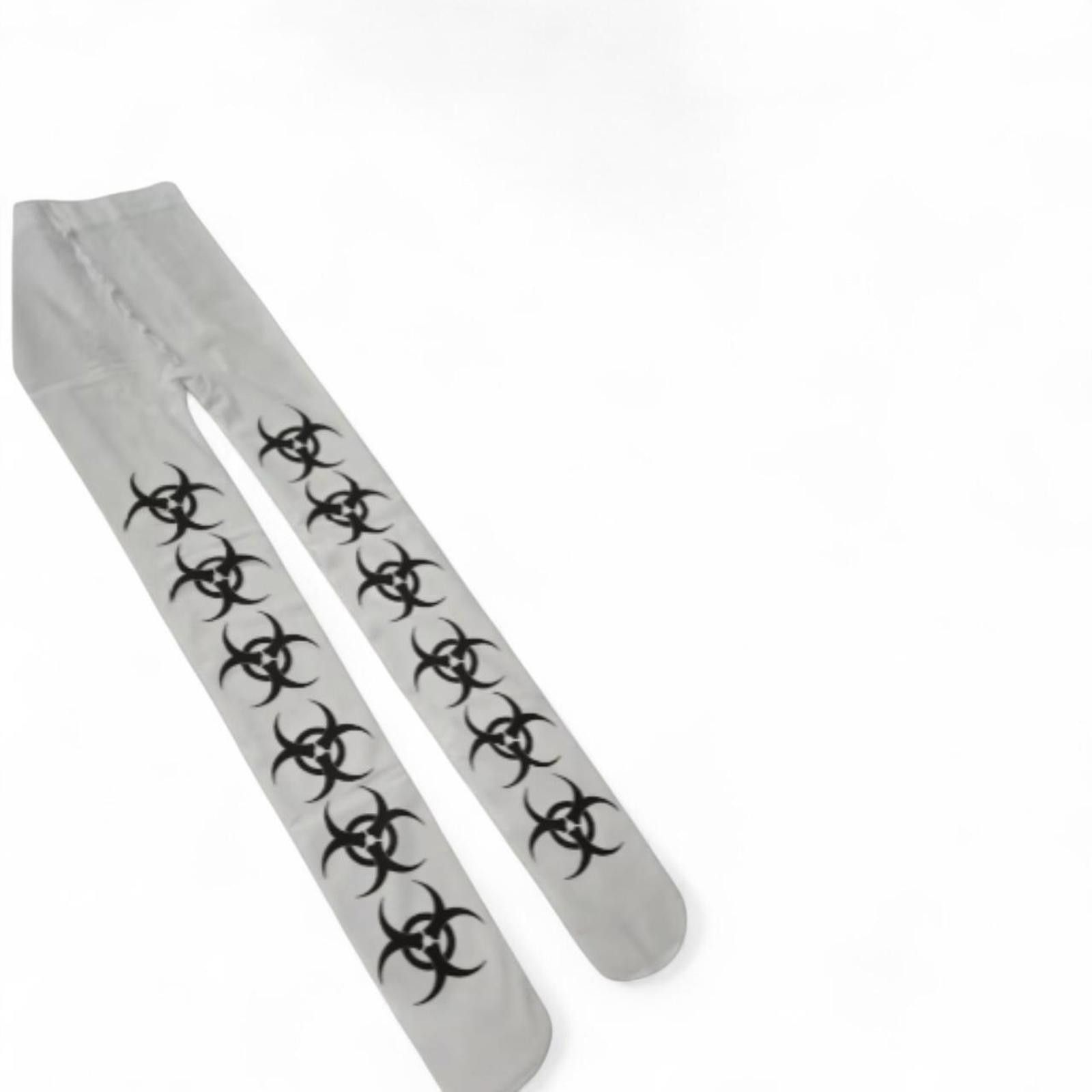 Other White One-Piece Stockings w/ Black Biohazard Print Size ONE SIZE - 3 Thumbnail