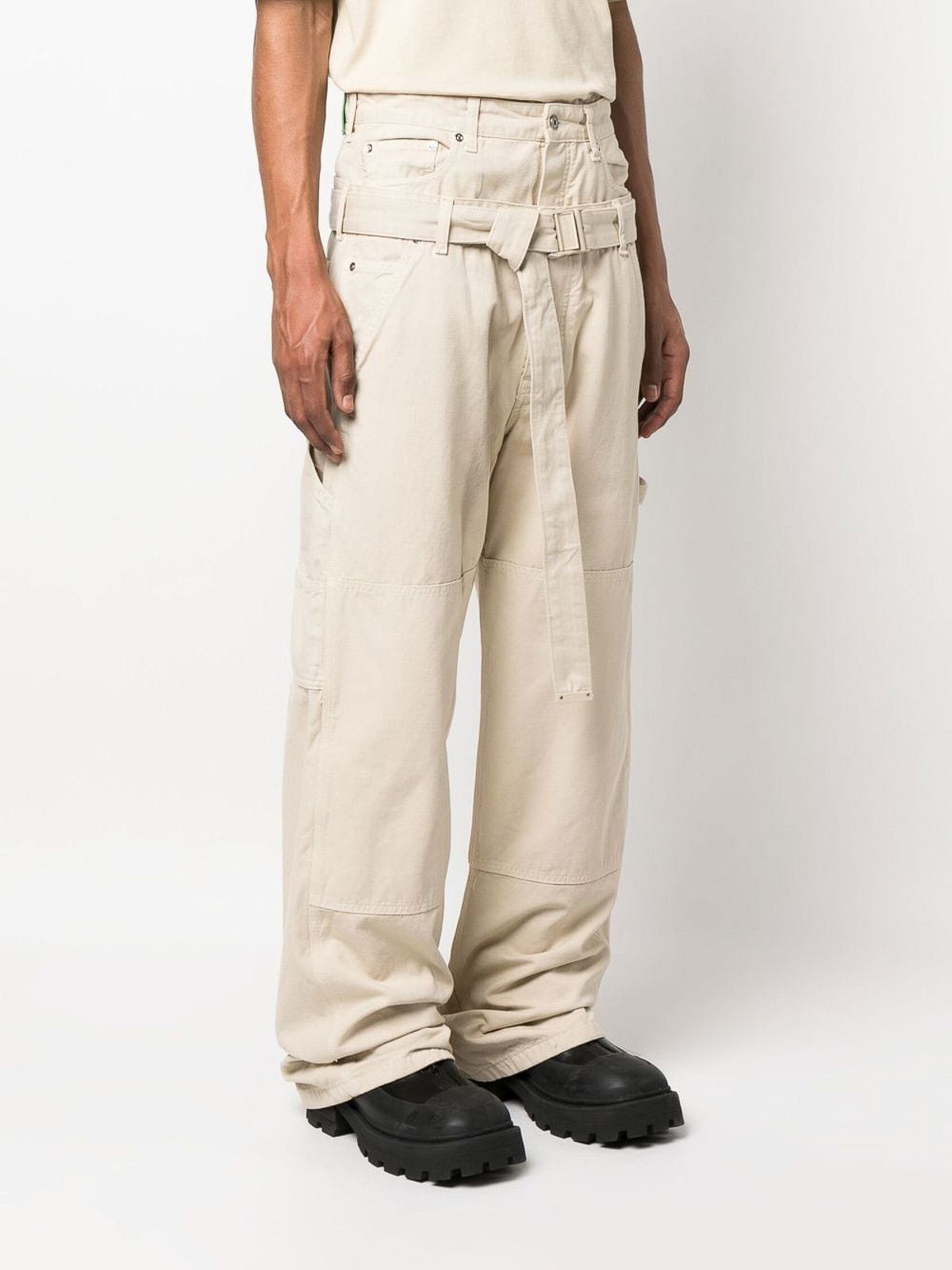 Off-White o1gr1nt0125 Wave Off Canvas Double Over Pant in Beige Size US 36 / EU 52 - 3 Thumbnail