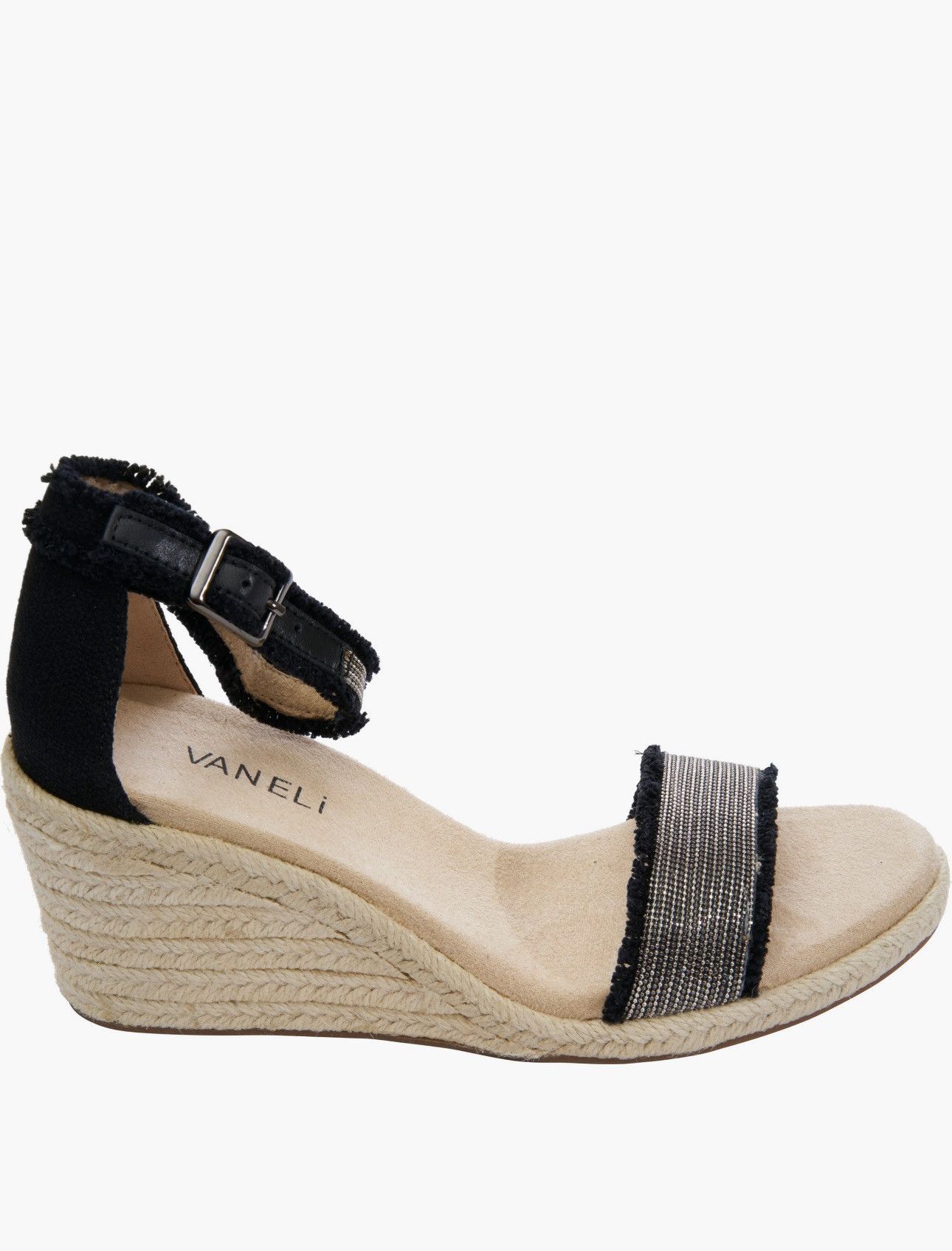 VANELI Vaneli Layry Black Canvas Wedge Sandal - Size 8.5 Size US 8.5 / IT 38.5 - 3 Thumbnail