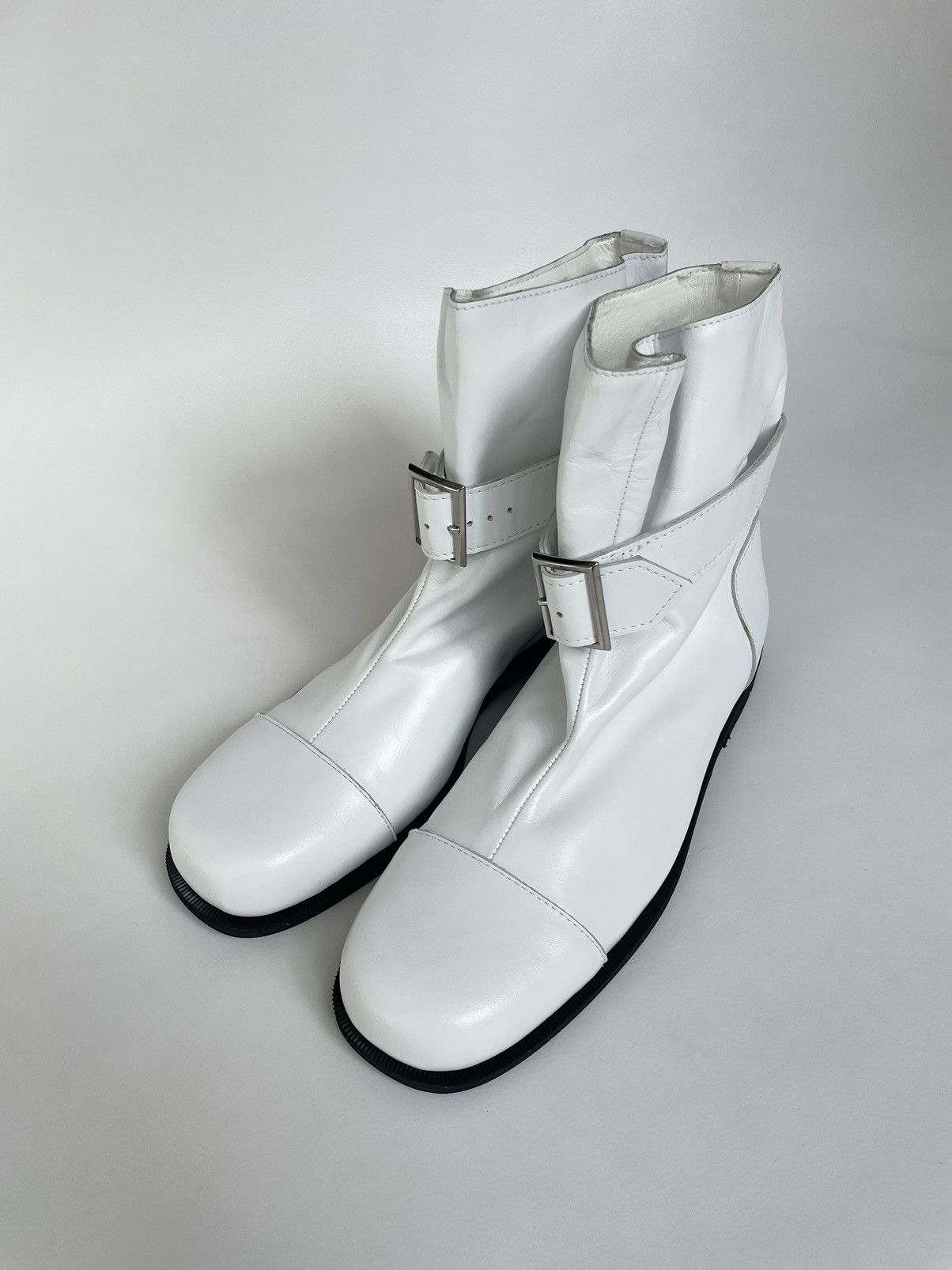 Comme des Garcons Square Toe Black Leather Buckle Boots Size US 8 / IT 38 - 3 Thumbnail