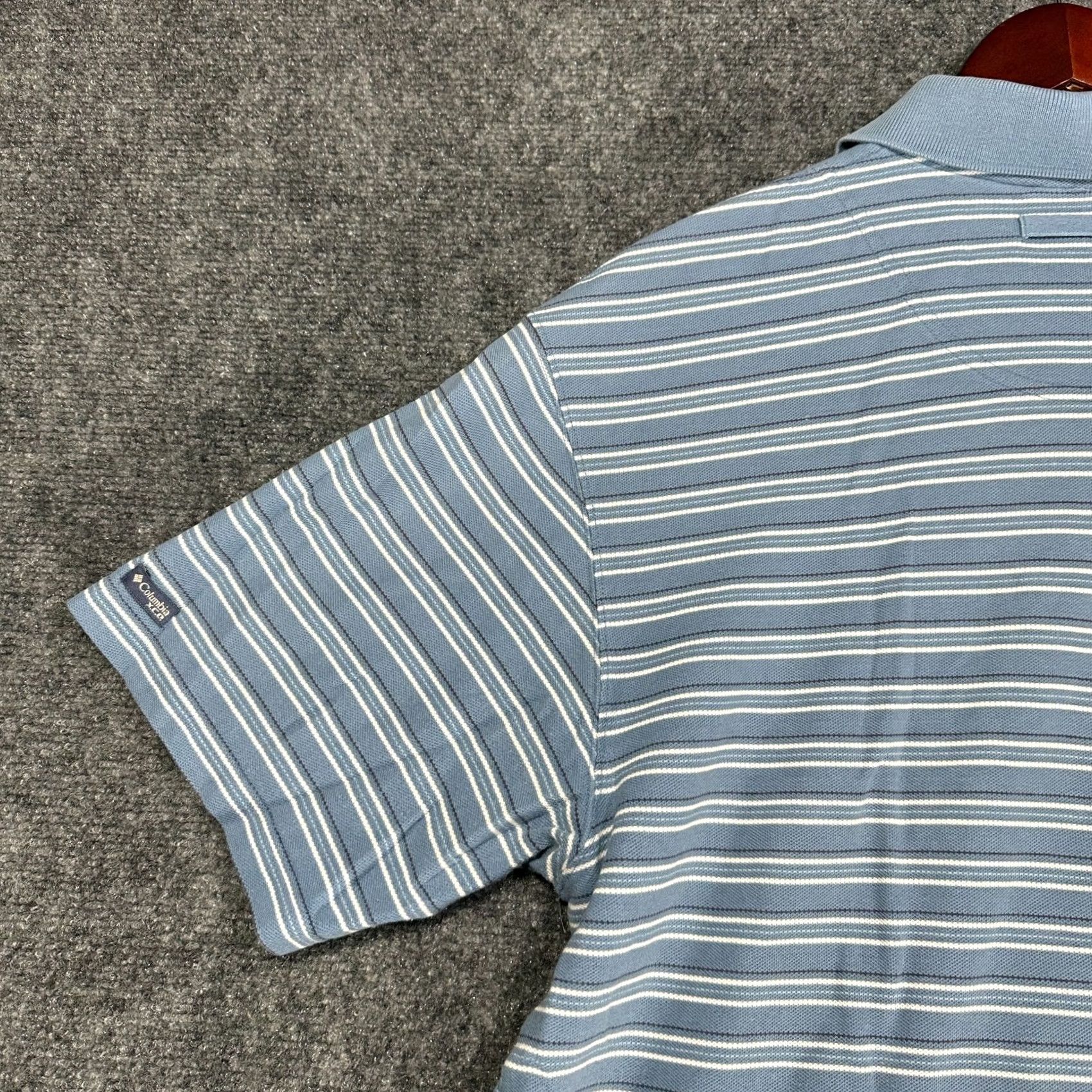 Vintage Columbia XCO Polo Shirt Mens XL Blue White Stripe Cotton Short Sleeve Polo Shirt Size US XL / EU 56 / 4 - 6 Thumbnail