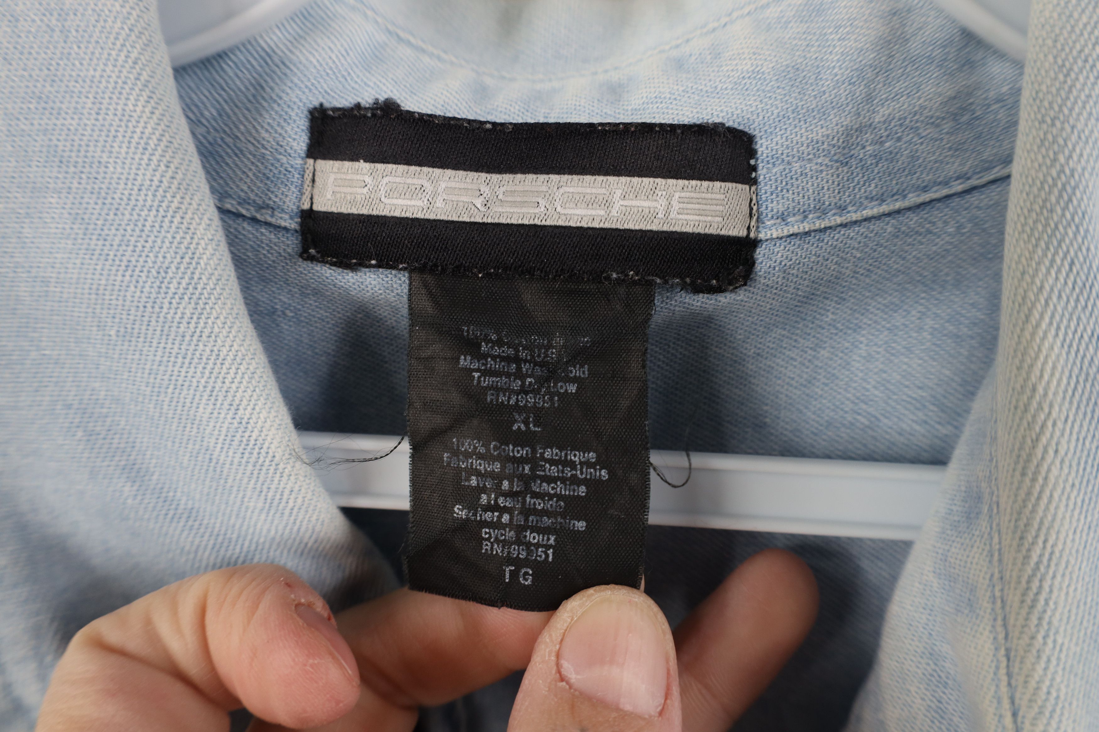 Vintage Vintage 90s Porsche Racing Denim Button Down Shirt USA Size US XL / EU 56 / 4 - 11 Thumbnail