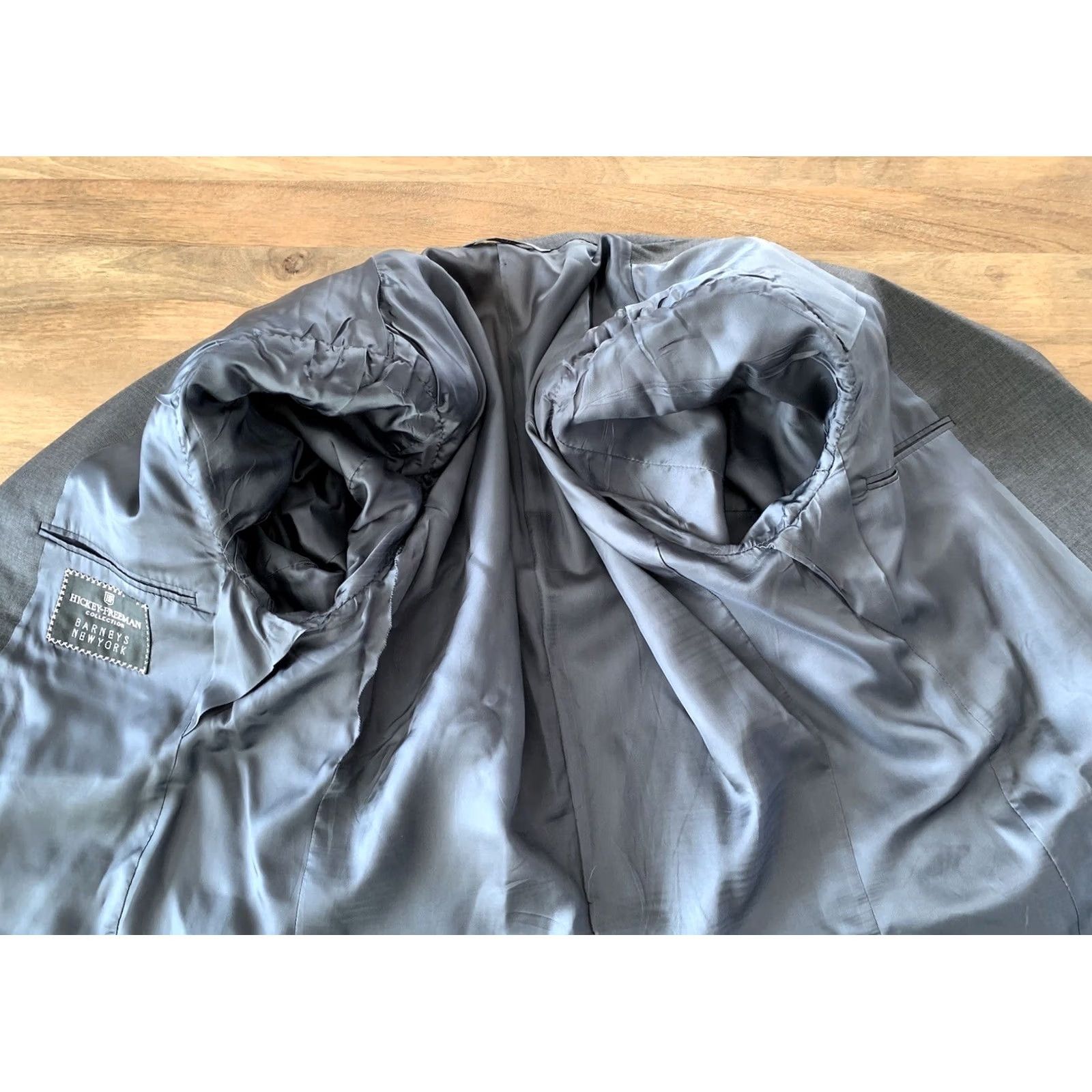 Vintage Hickey Freeman Mens Gray Blazer Sport Jacket 42S Single Vent Textured Boardroom Size 42R - 5 Thumbnail