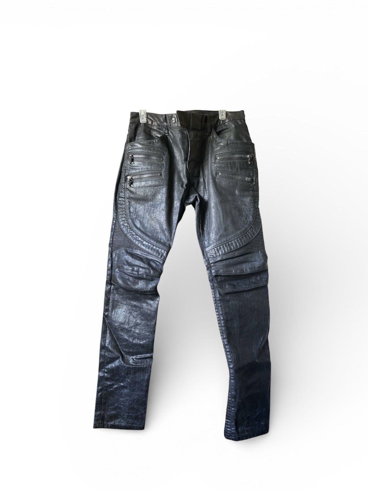 Balmain BALMAIN F/W ‘16 4-ZIP COATED BIKER DENIM JEANS Size US 34 / EU 50 - 1 Thumbnail