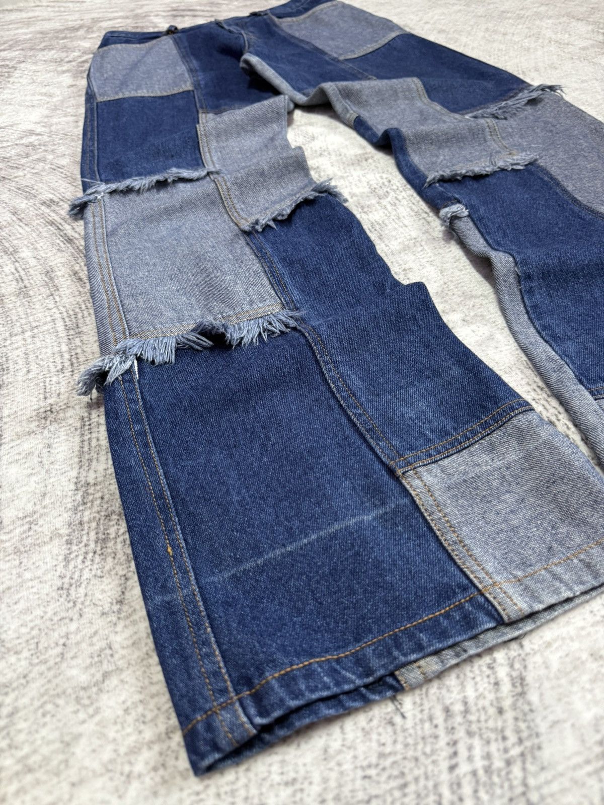 Angel Blue × Hysteric Glamour × Japanese Brand Pop Jelly Japan Penelled Frayed Patch Work Flared Jeans Size US 27 - 10 Thumbnail