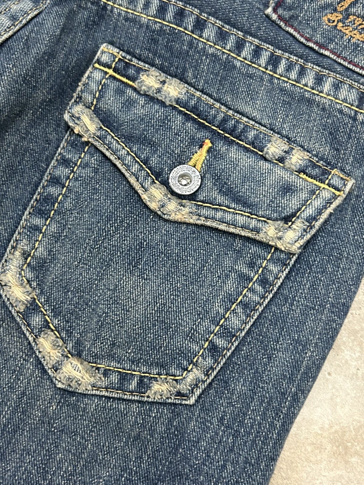 GOSTAR DE FUGA × Hysteric Glamour × Japanese Brand Brappers Jean Flare Rectangular Pocket Distressed Denim Size US 29 - 16 Thumbnail