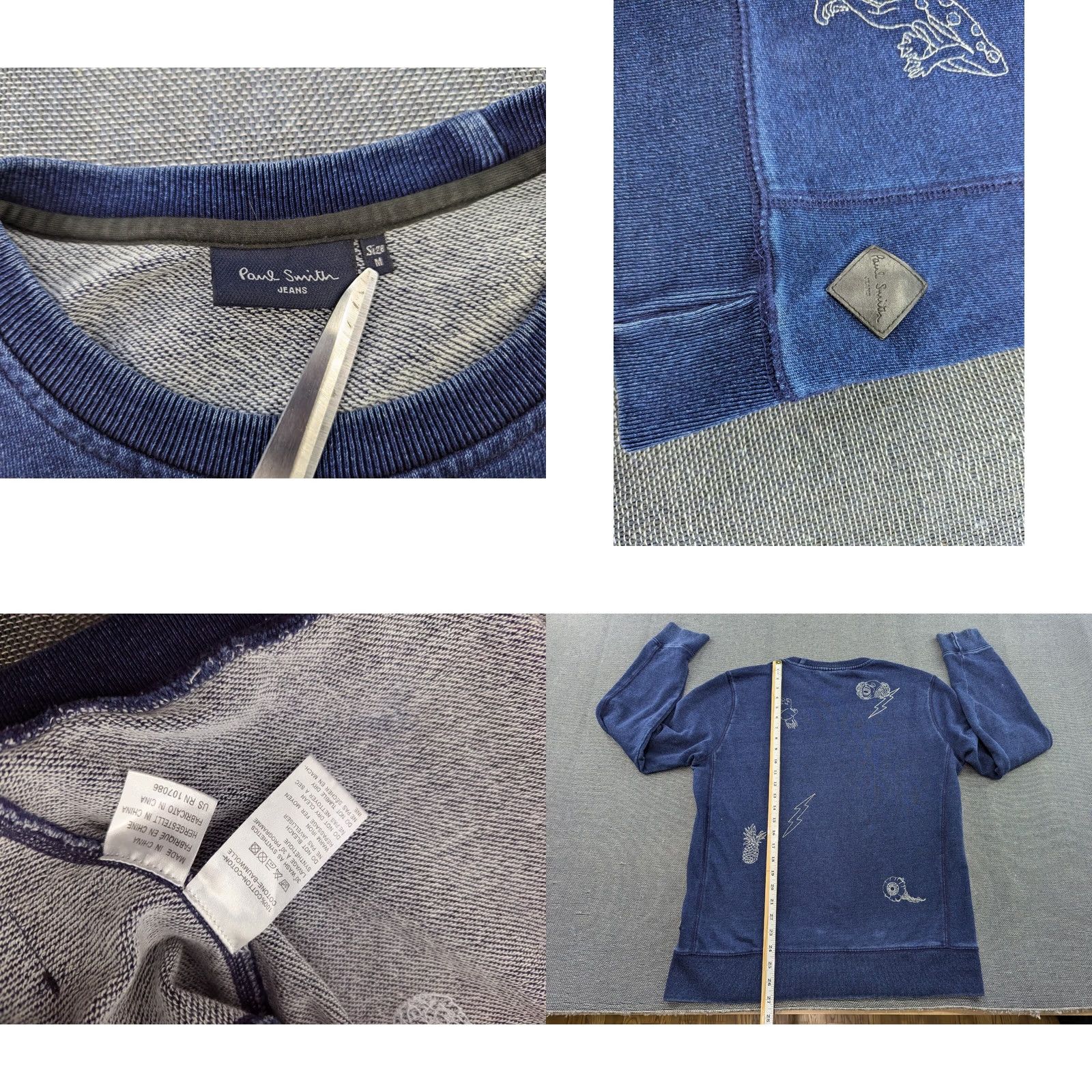 Paul Smith Paul Smith Mens Sweatshirt Crewneck Blue Jumper Clown Medium XL Cotton Canvas Athletic Regular Male Mens Size US XL / EU 56 / 4 - 8 Thumbnail