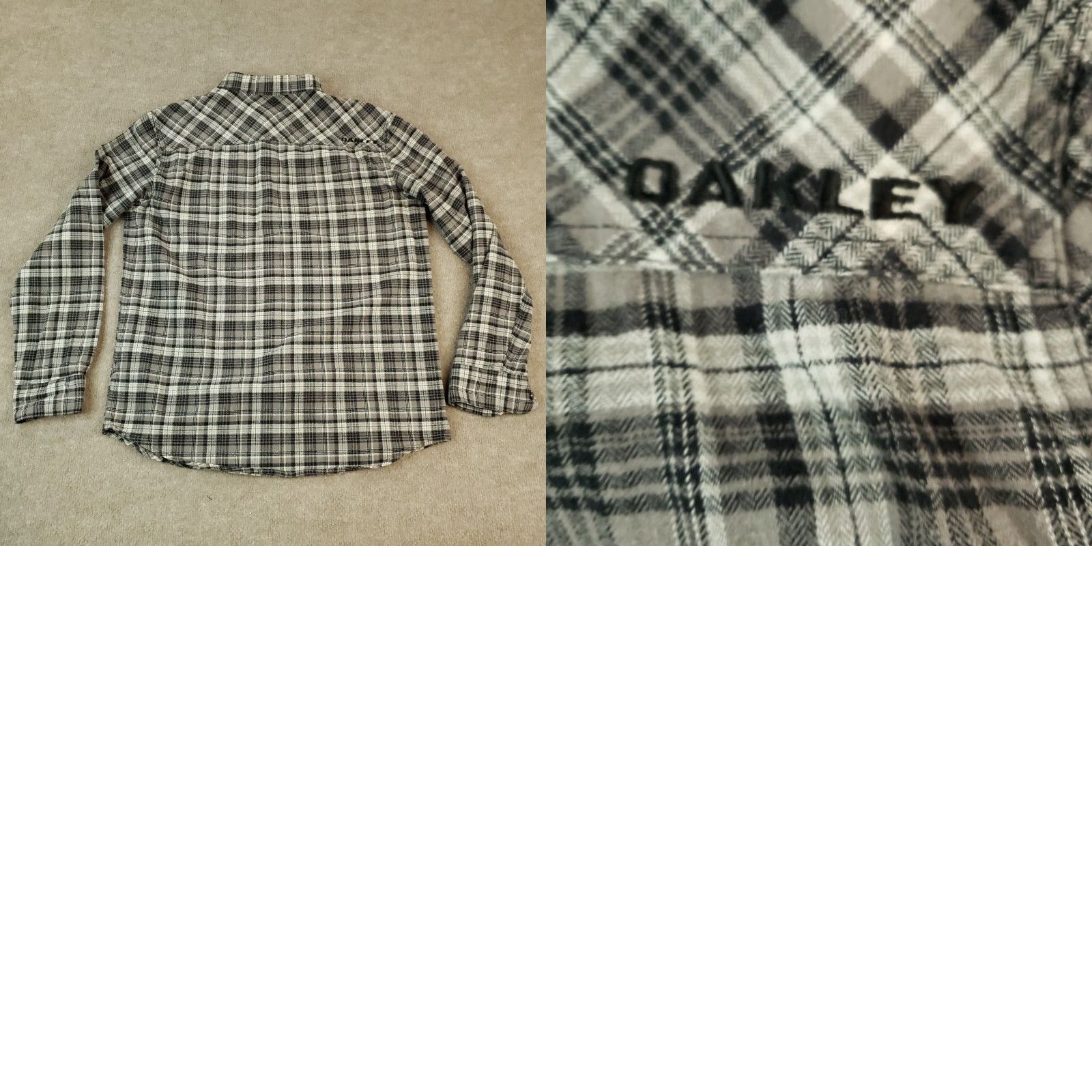 Oakley Mens Oakley Flannel Shirt Medium Extra Large XL Black Gray Plaid Long Sleeve Size US M / EU 48-50 / 2 - 8 Thumbnail