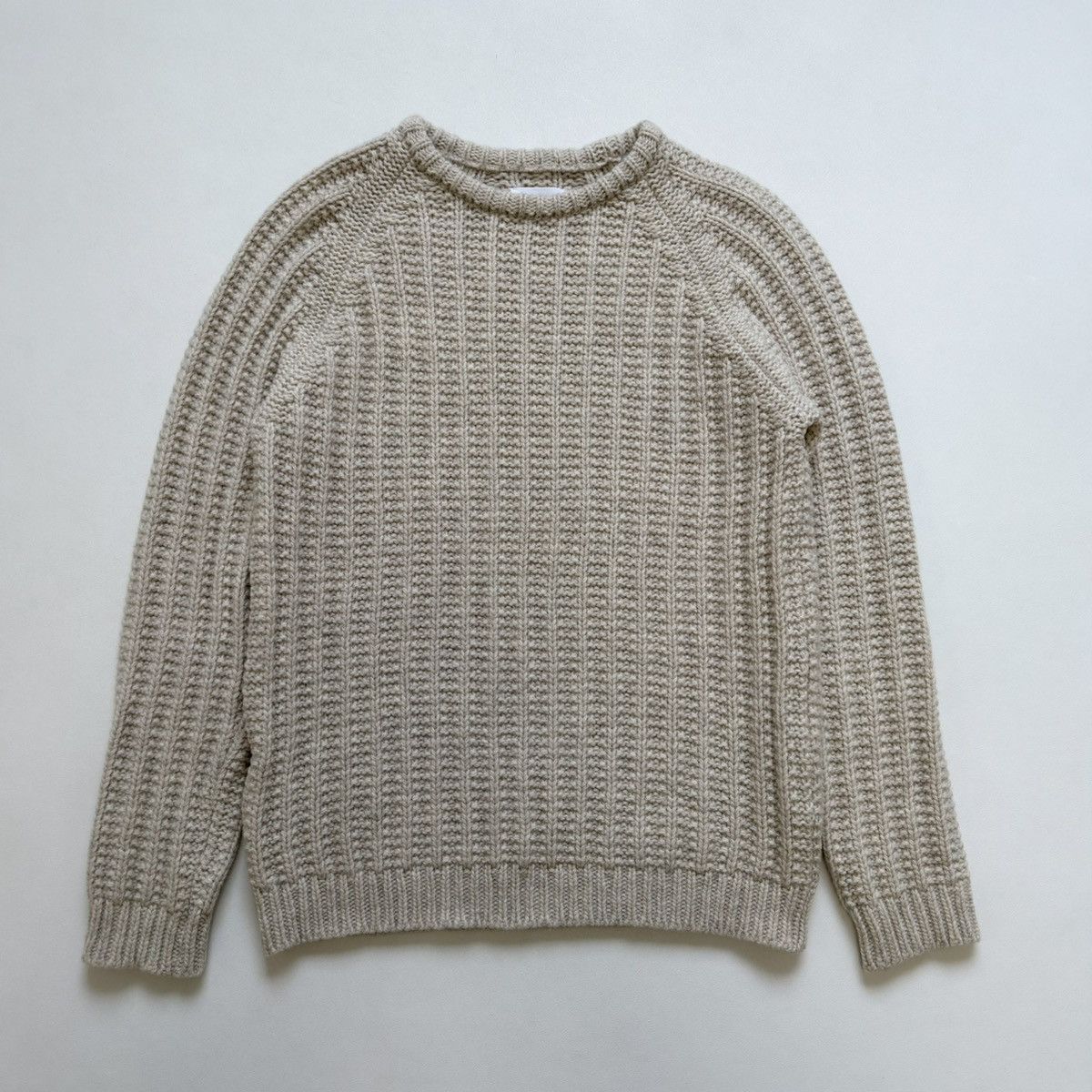 Cream Wool Fisherman’s Textured Sweater