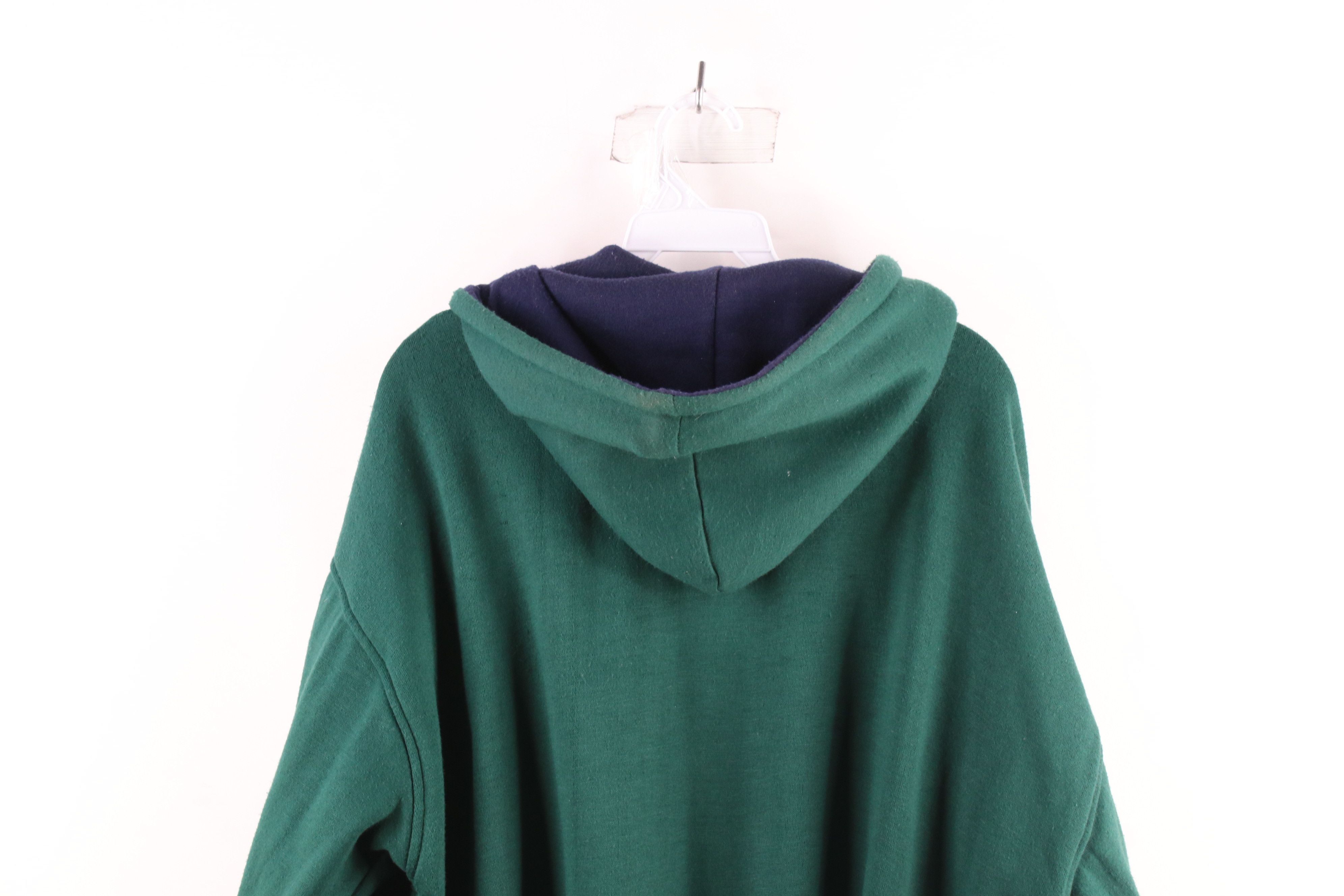 Vintage 90s Streetwear Waffle Knit Lined Hoodie Green