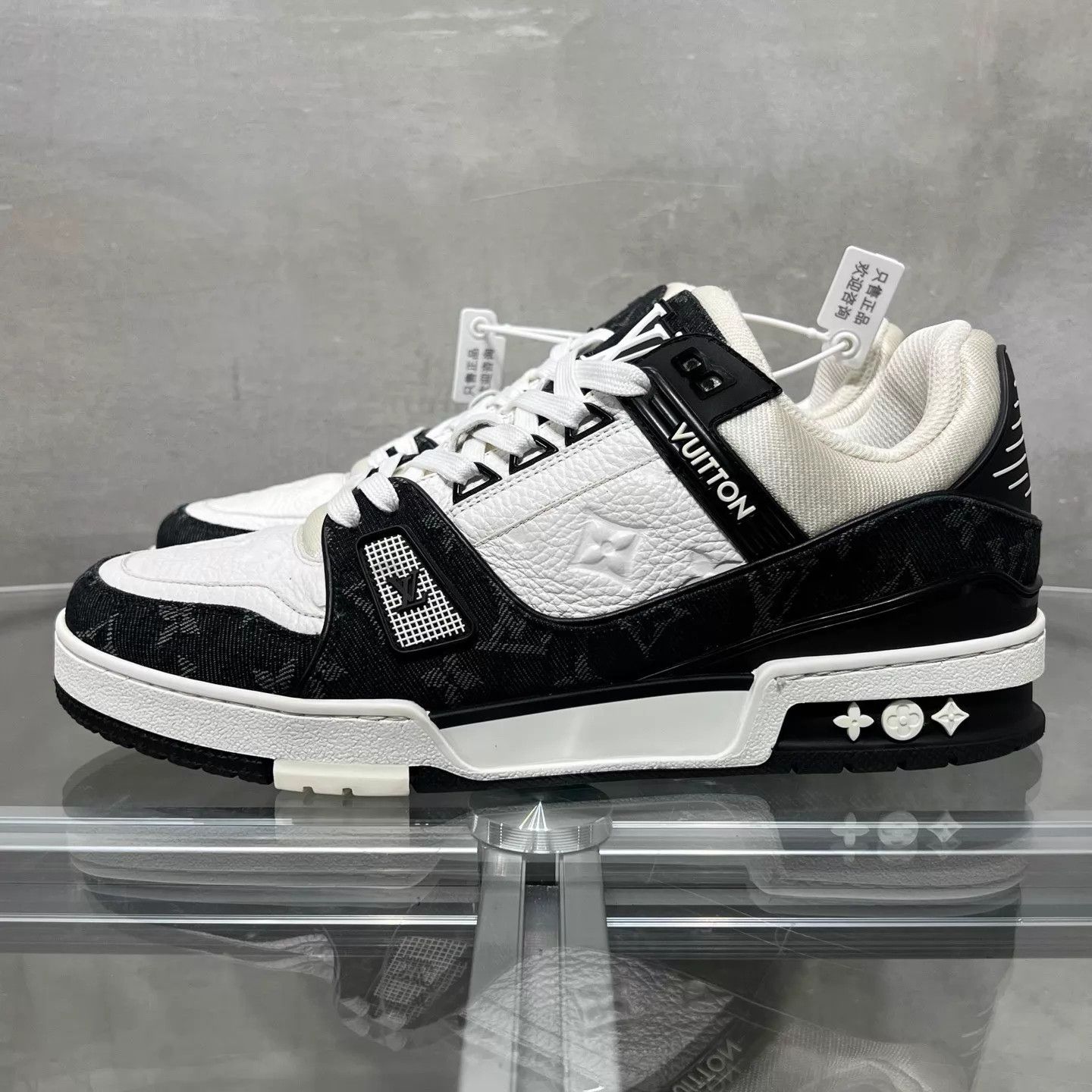 Louis Vuitton LV Trainer Black & White Denim UK7.5/41.5 Size US 8.5 / EU 41-42 - 3 Thumbnail