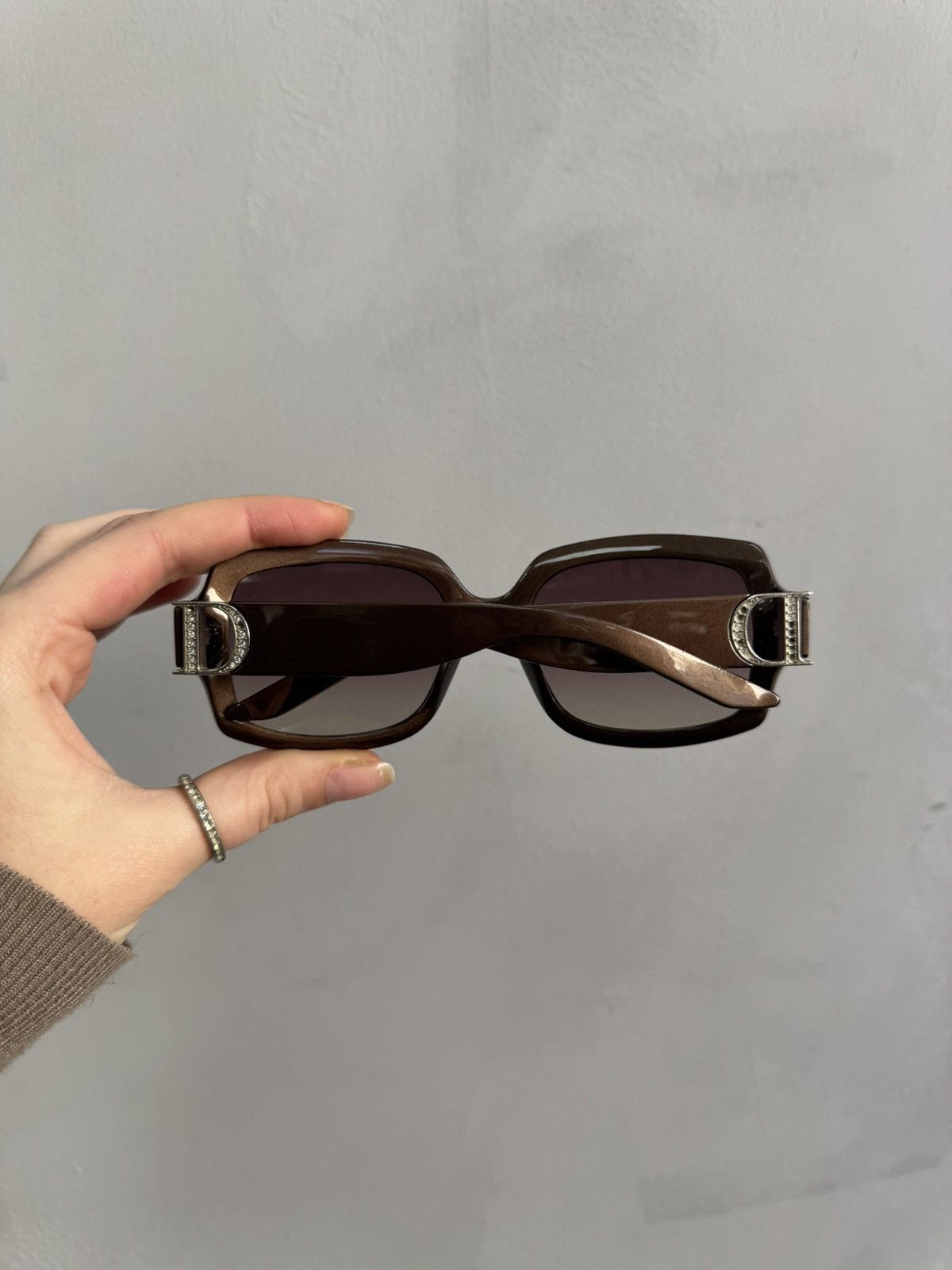 Dior Dior evening2 brown oversized sunglasses strass logo sides Size ONE SIZE - 7 Thumbnail