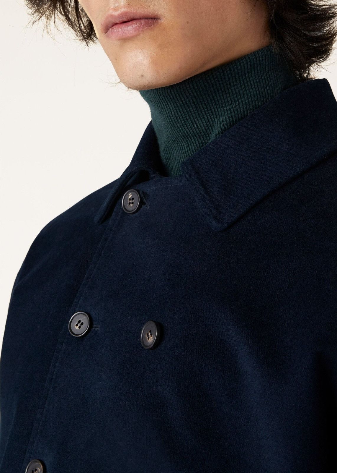Loro Piana o1srvl11e0125 Esashi Velvet Peacoat in Navy Blue Size US M / EU 48-50 / 2 - 4 Thumbnail