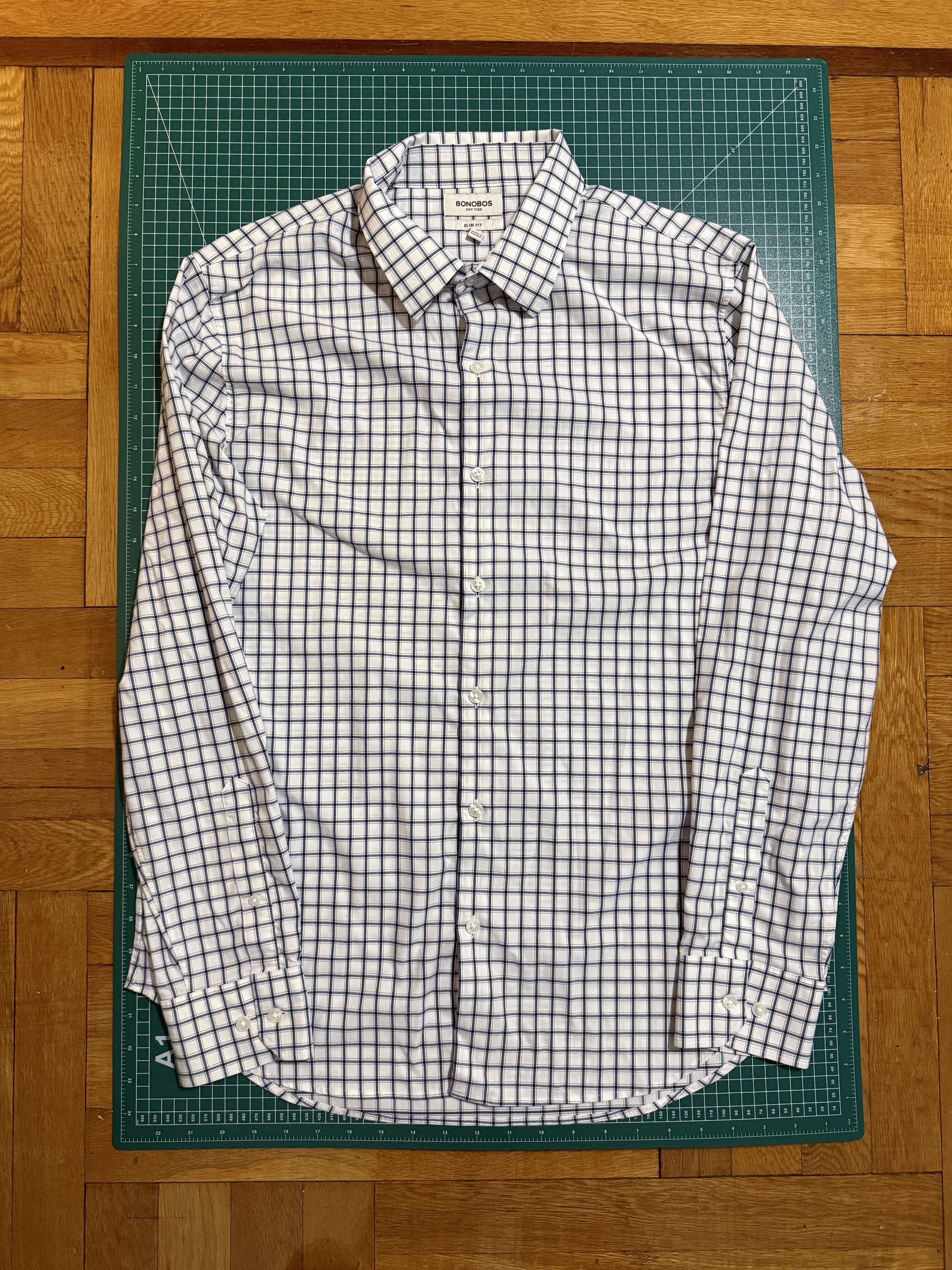 Bonobos Bonobos Slim Fit Checked Blue/White Button Up Size US L / EU 52-54 / 3 - 1 Thumbnail
