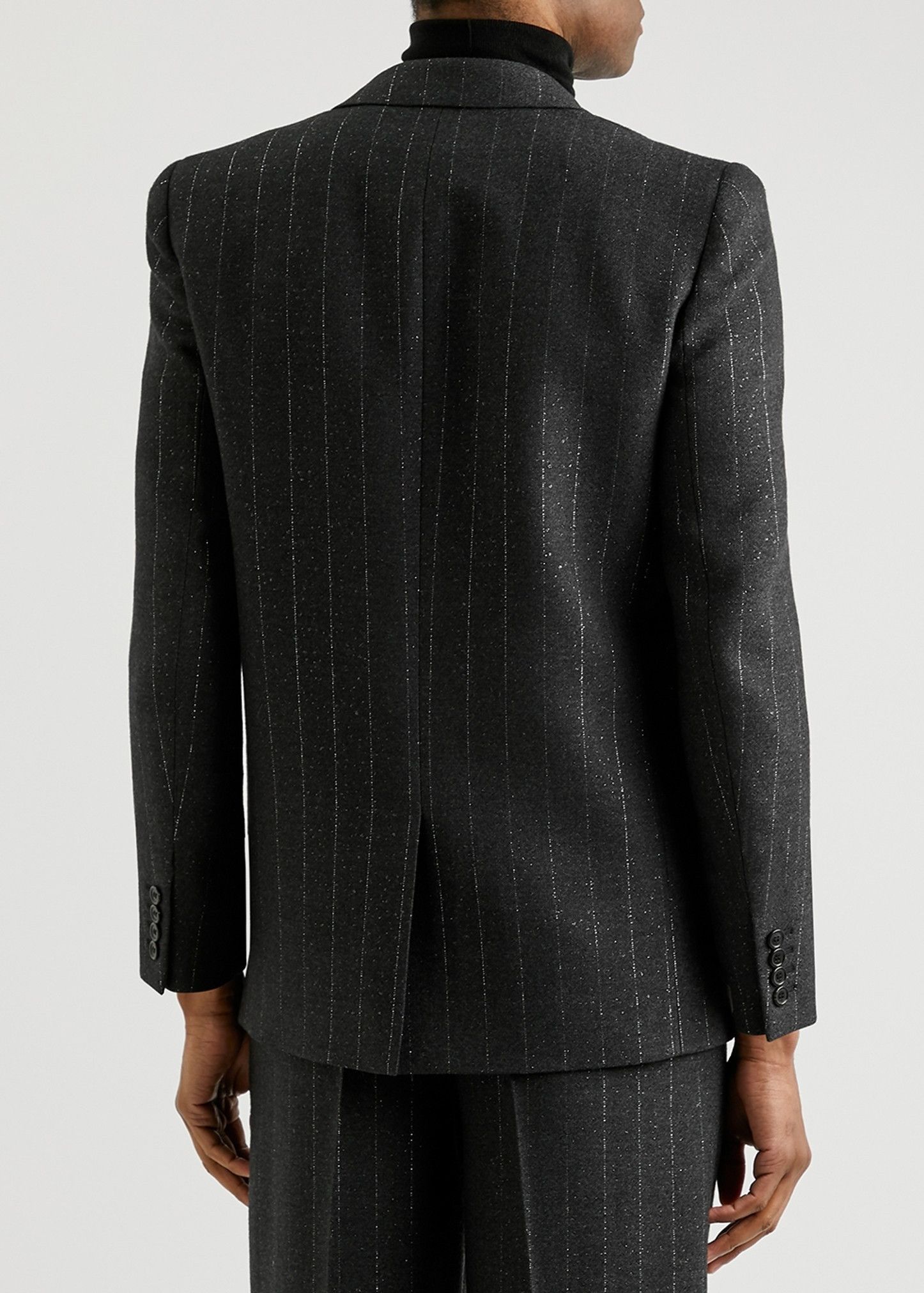 Saint Laurent Paris o1bcso1str1125 Pinstriped Wool-blend Blazer in Silver Size 52R - 3 Thumbnail