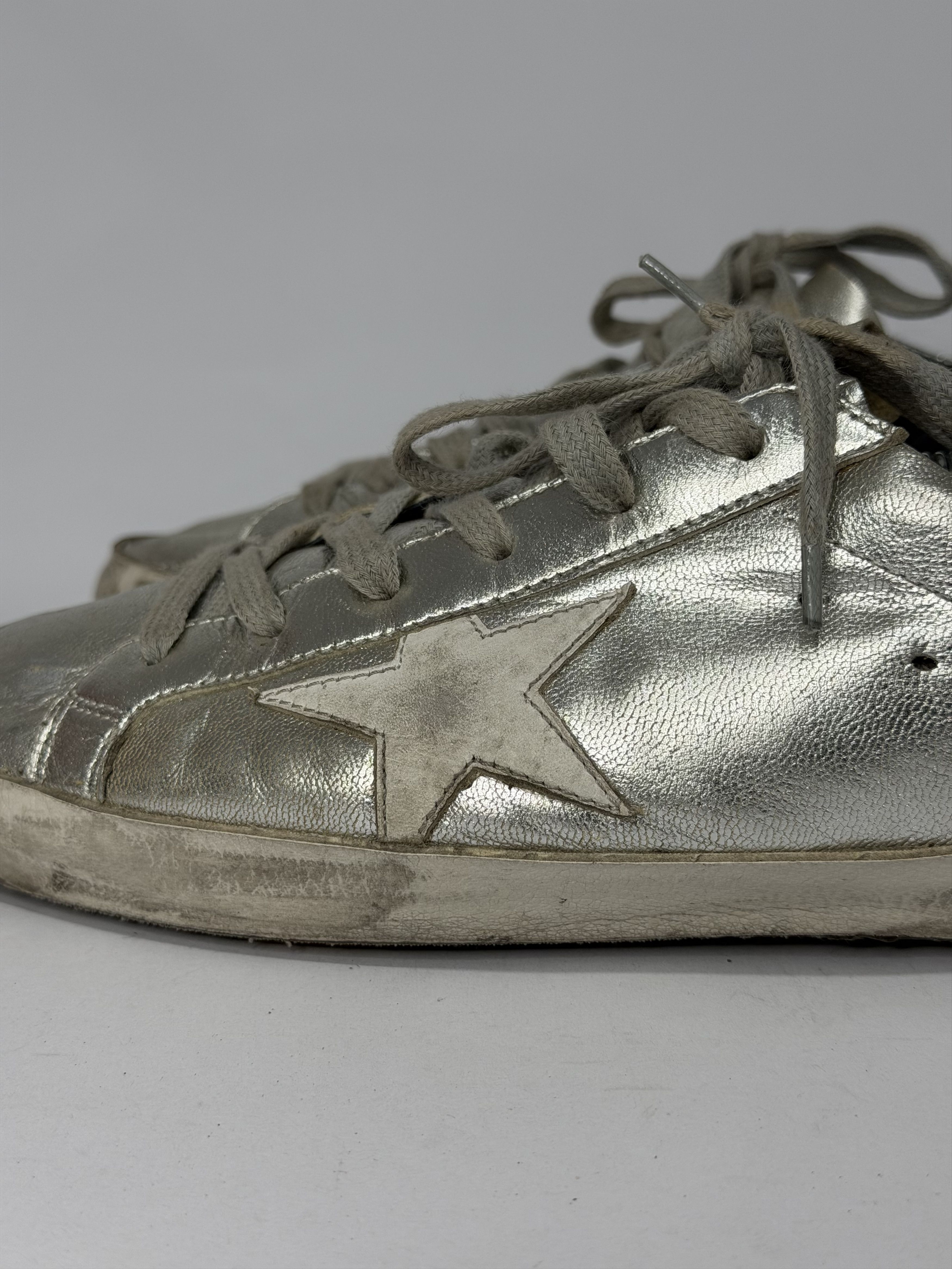 Golden Goose Golden Goose Metallic Silver Leather Superstar Sneakers Size US 7.5 / EU 40-41 - 4 Thumbnail