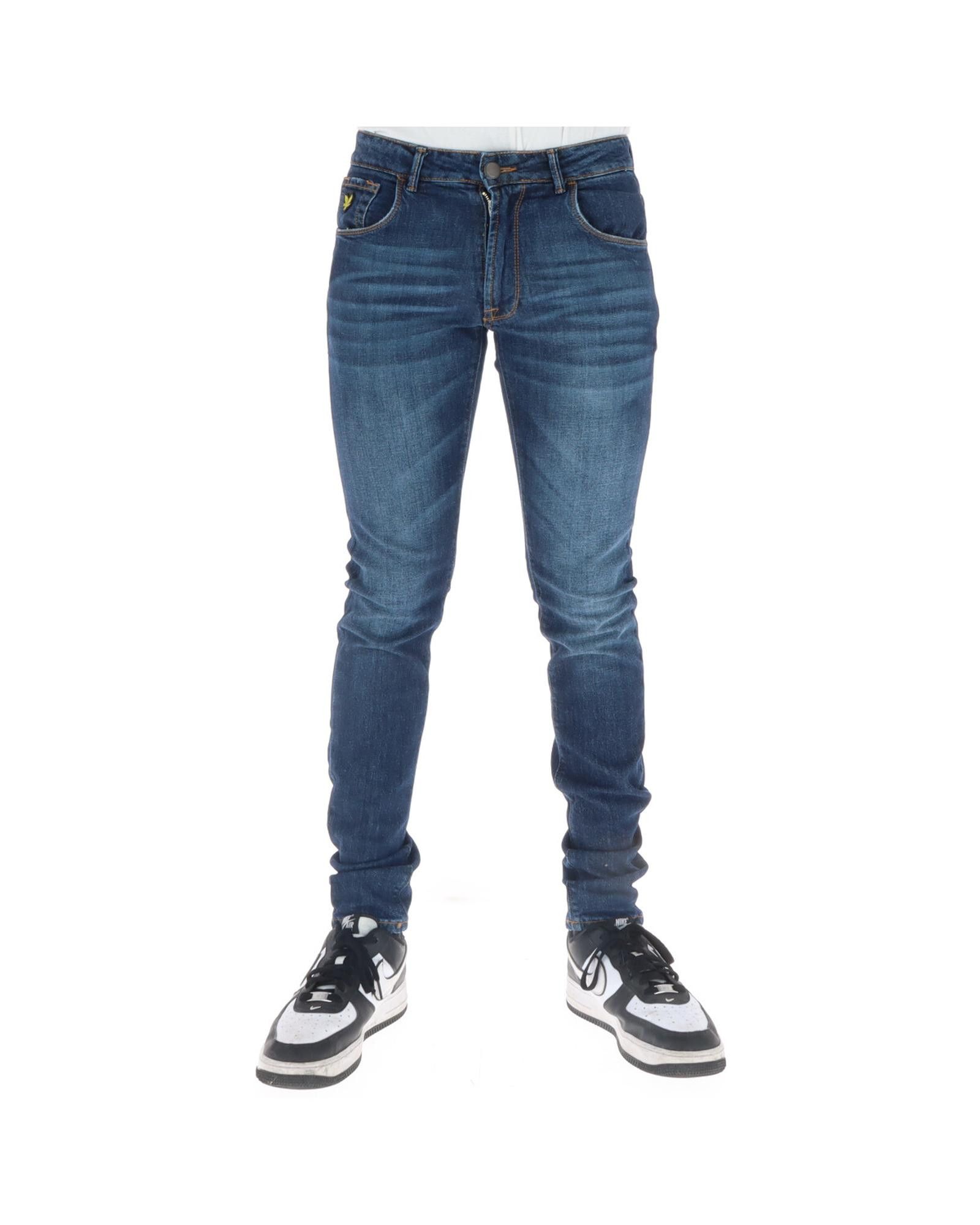 image of Lyle Scott Worn-Out Effect Print Jeans in Blue, Men's (Size 30)