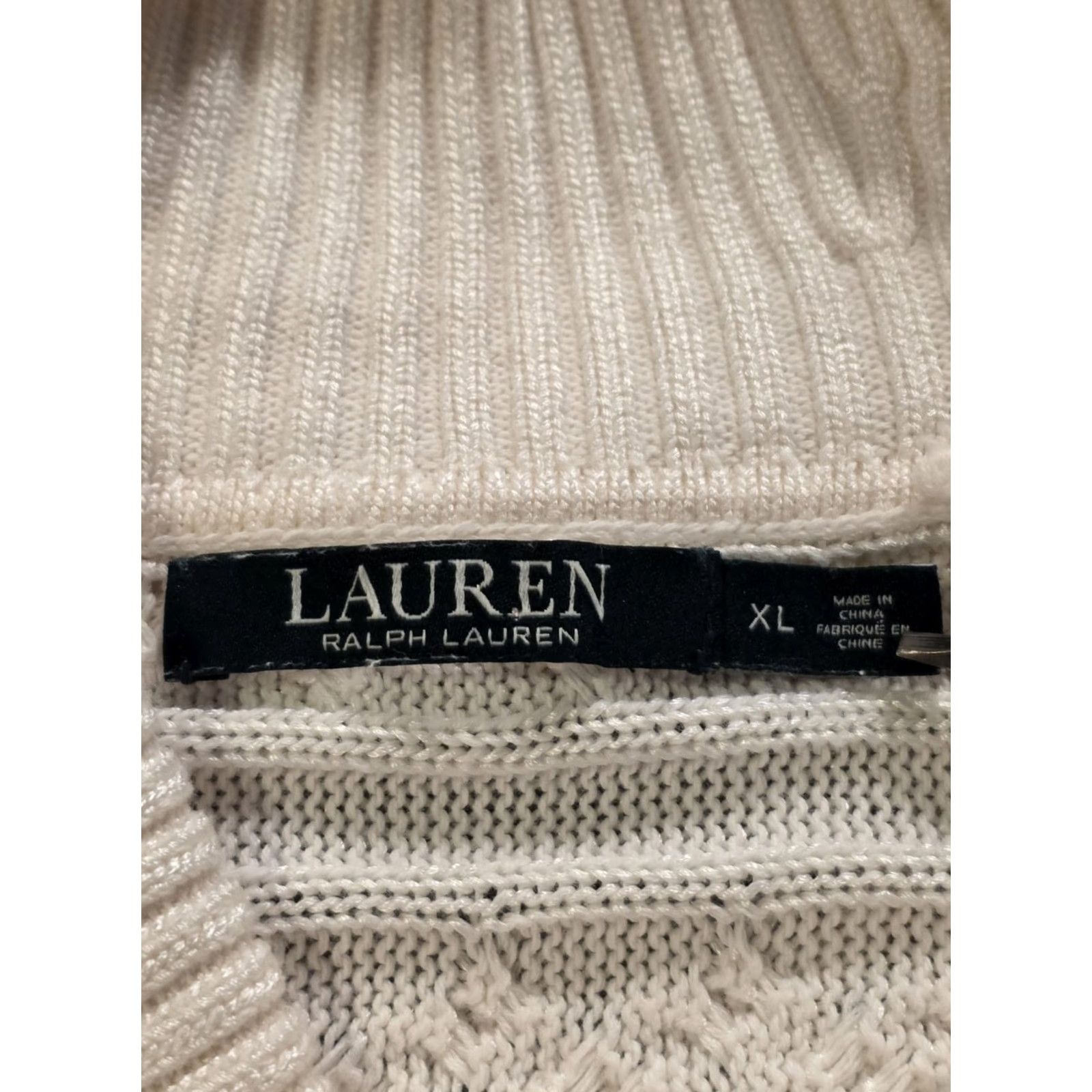 Ralph Lauren VINTAGE Lauren Ralph Lauren Cowl Neck Cable Knit Sweater Ivory Womens XL EUC Size XL / US 12-14 / IT 48-50 - 7 Thumbnail