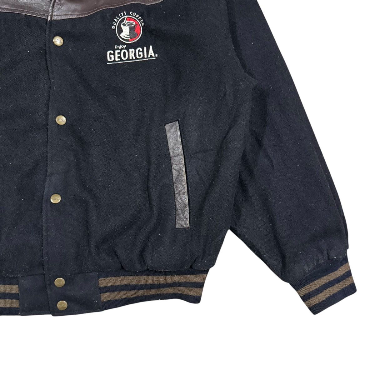 Vintage Vtg🔥90’s Georgia Coffee Varsity Leather/Wool Jacket Size US L / EU 52-54 / 3 - 11 Thumbnail