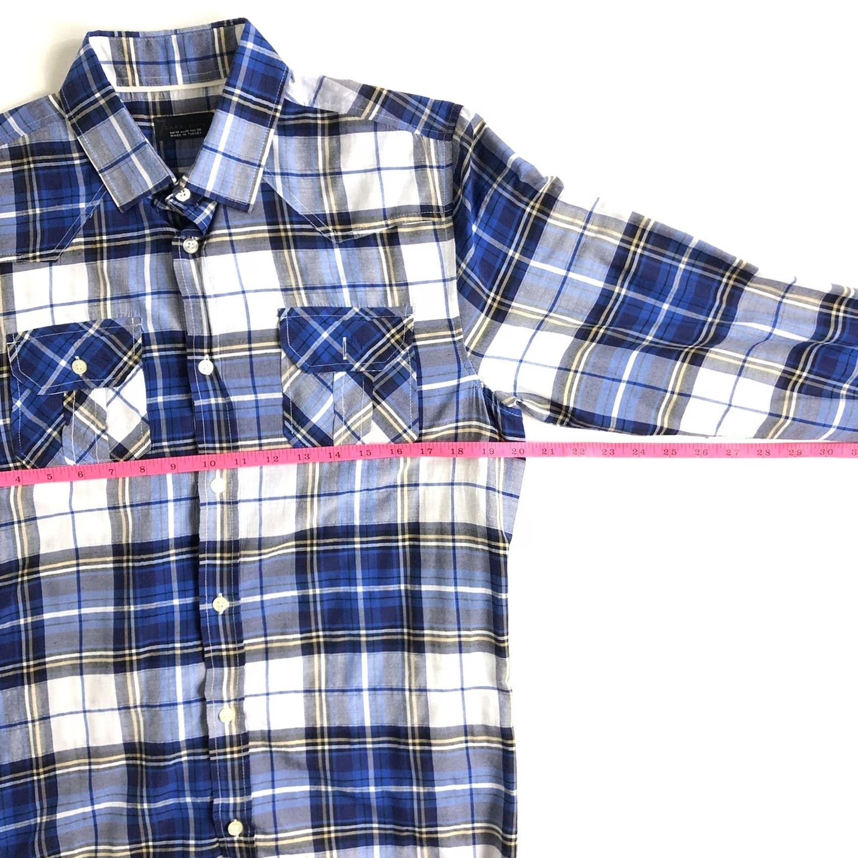 Zara Zara Man Casual Long Sleeve Blue Plaid Shirt Men's Size Medium Size US M / EU 48-50 / 2 - 4 Thumbnail