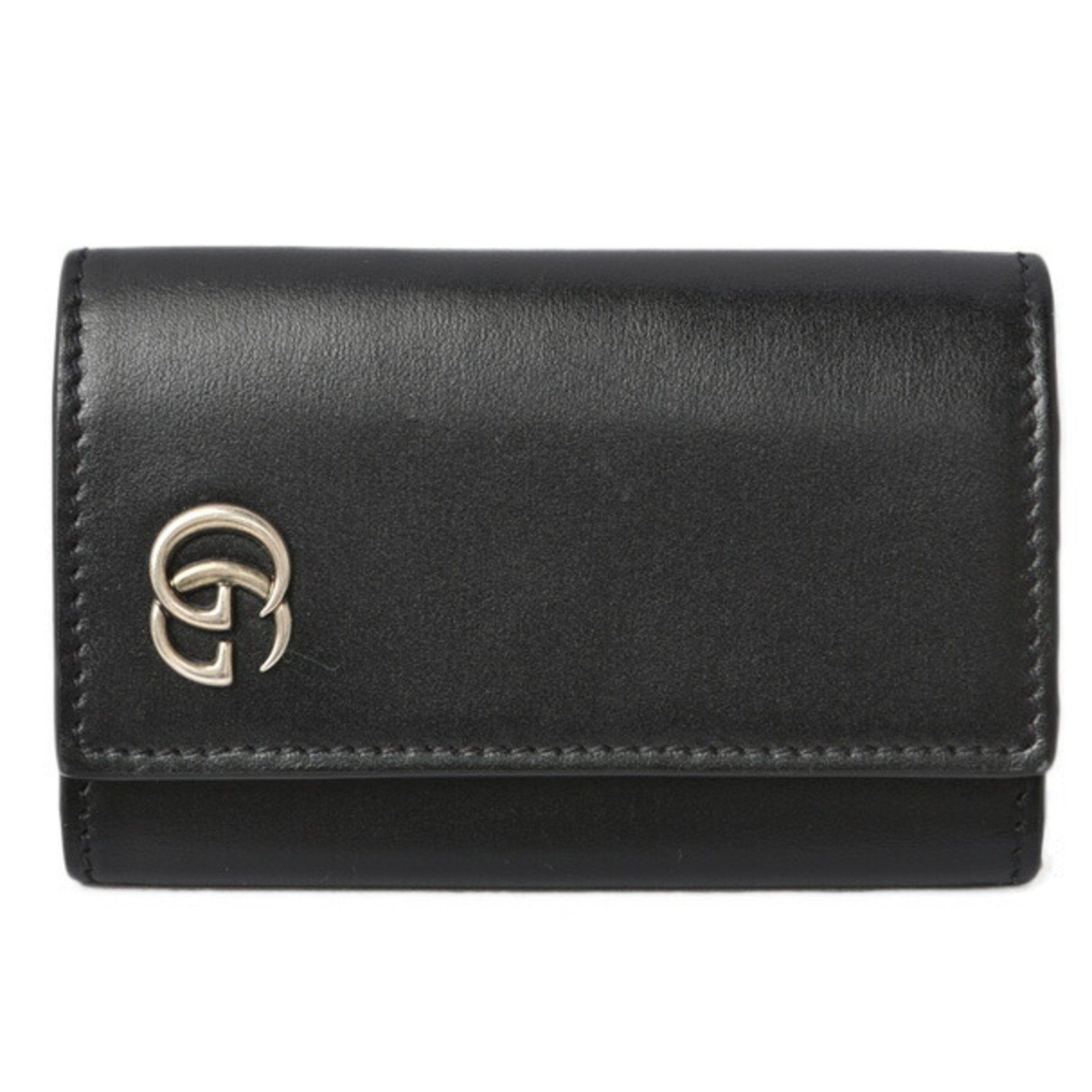 image of Gucci Key Case Chain Gucci 6 Rows Petit Marmont Black Matte Silver 435305, Women's