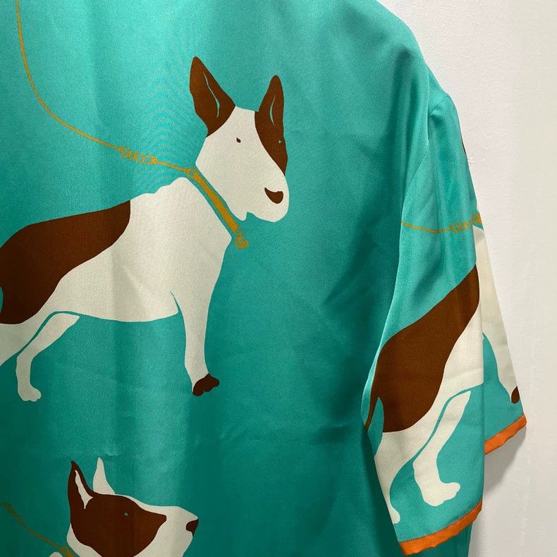 Gucci Gucci Green Bull Terrier Printed Animal Silk Shirt 2501-Nex Size US M / EU 48-50 / 2 - 4 Thumbnail
