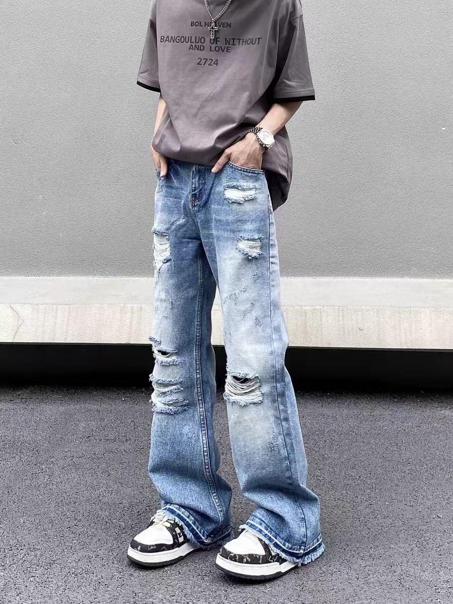 Jean High street vintage ripped Y2K micro flare baggy jeans Size US 32 / EU 48 - 2 Thumbnail