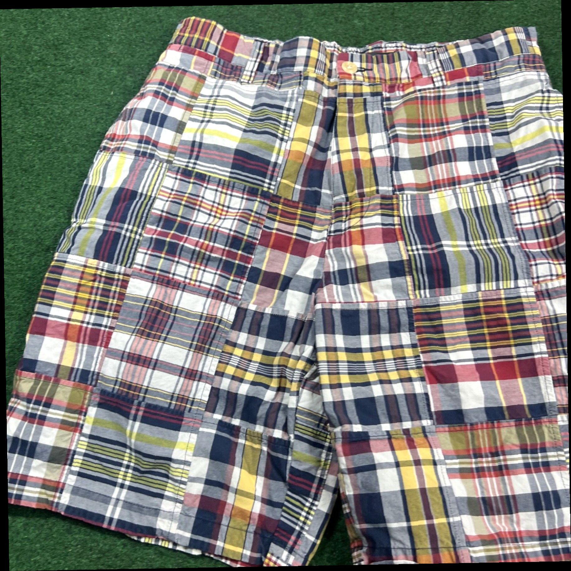 Nautica Nautica Clipper Shorts Mens 33 Relax Fit Multicolor Plaid Patchwork Cotton Size US 33 - 2 Thumbnail