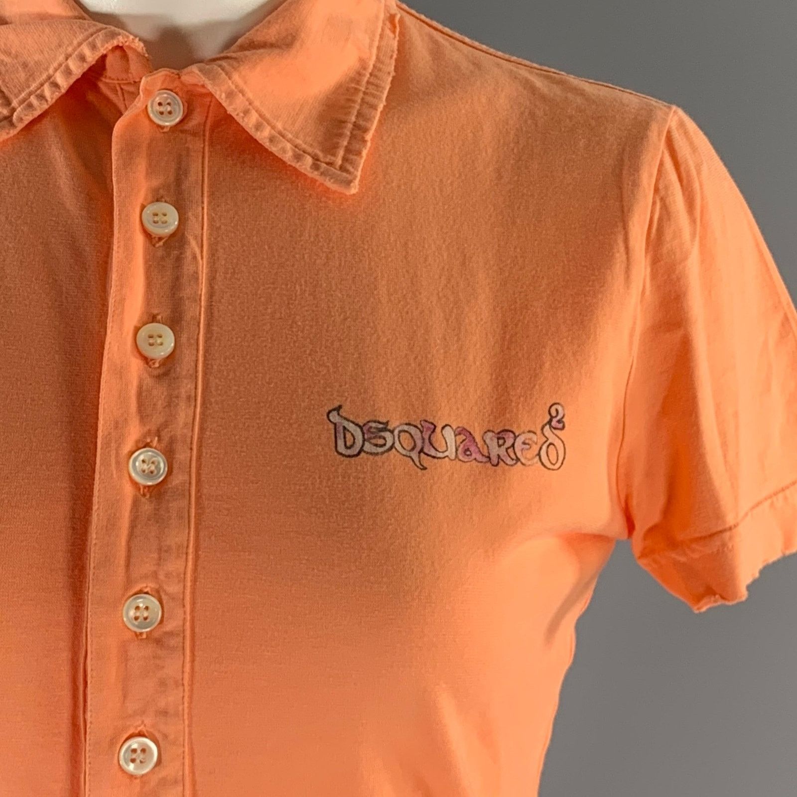 Dsquared2 DSQUARED2 Size M Orange Cotton Polo Shirt Size M / US 6-8 / IT 42-44 - 2 Thumbnail