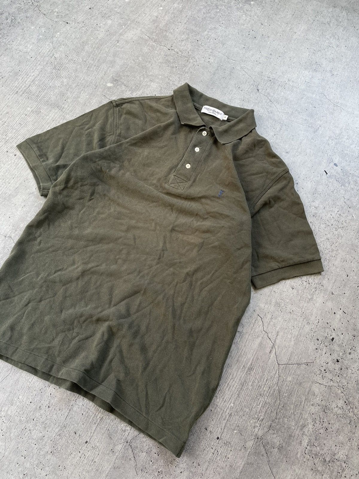 Vintage Vintage Yves Saint Laurent YSL Polo T-Shirt Sun Faded Size US L / EU 52-54 / 3 - 3 Thumbnail