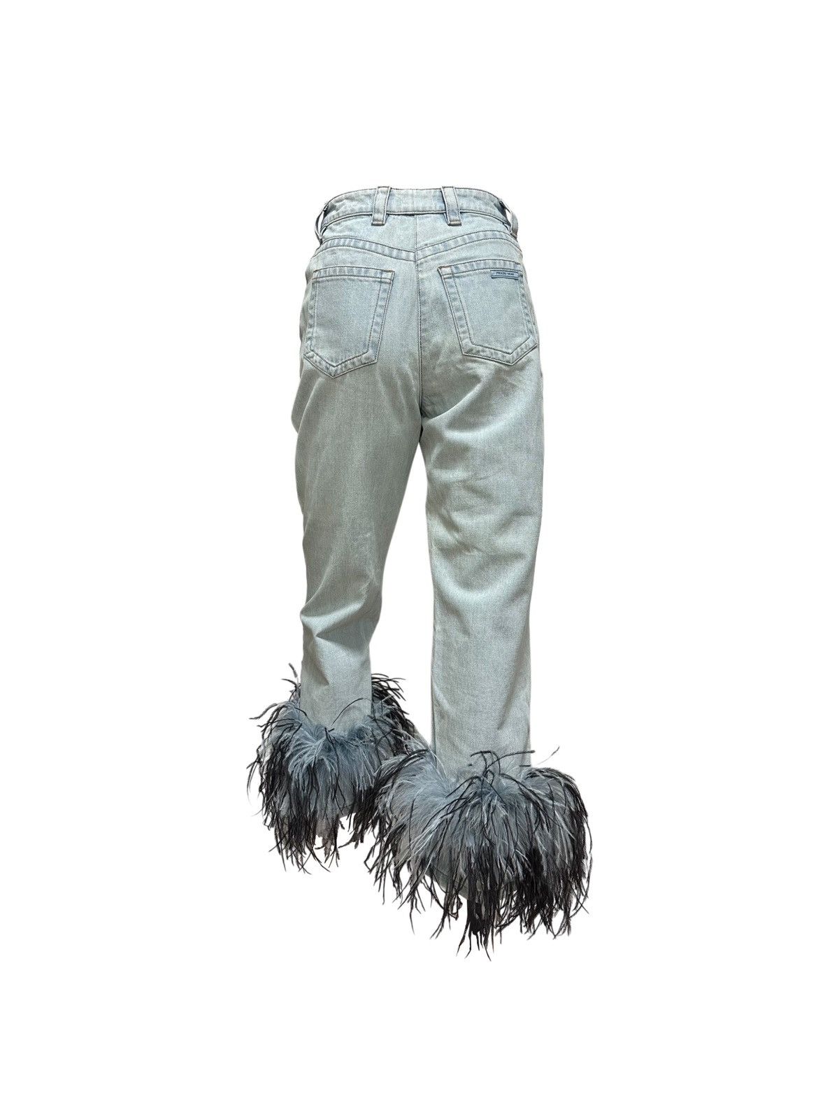 Prada PRADA Spring Summer 2017 Ostrich Feather Trim Denim Pants Size 24" / US 00 / IT 34 - 2 Thumbnail